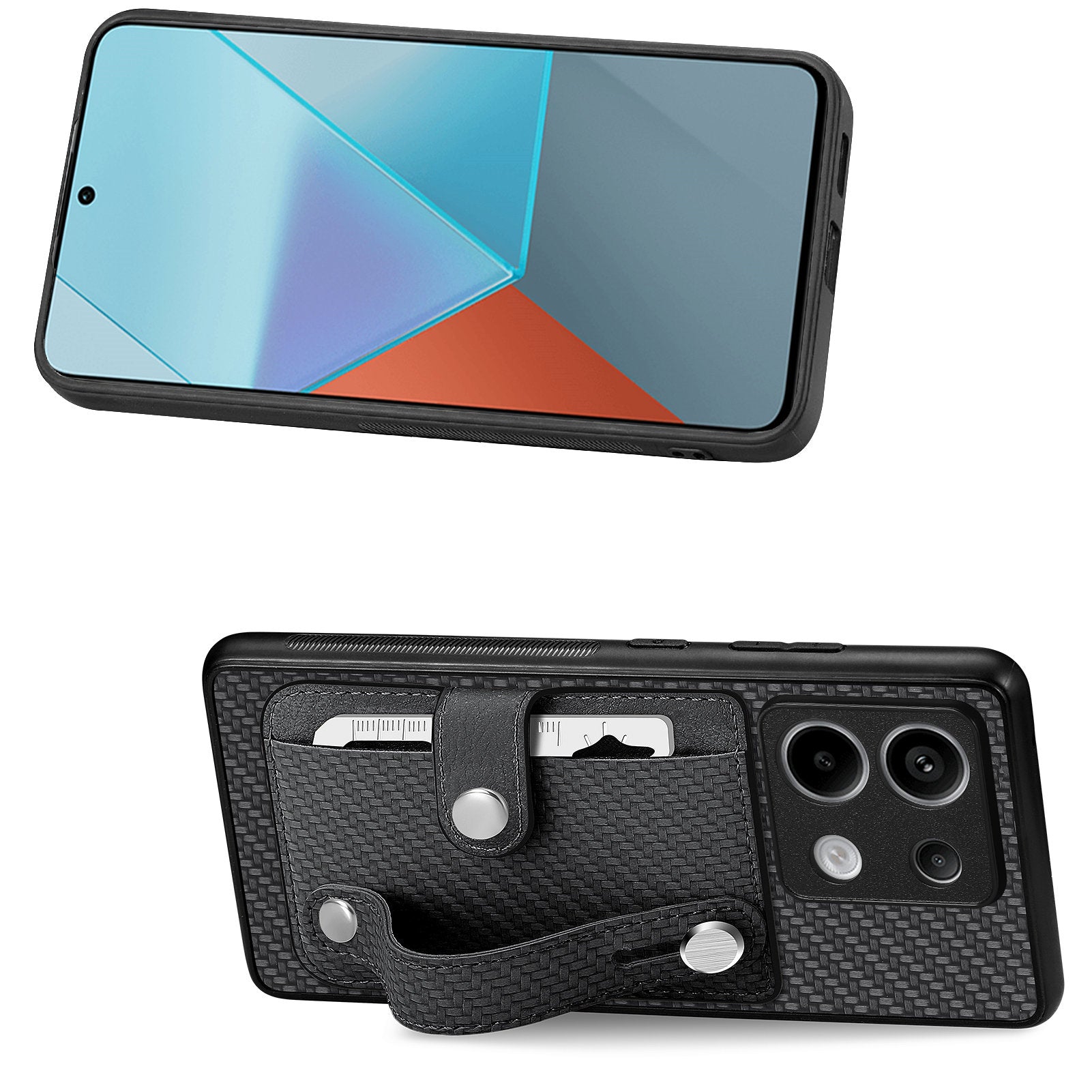 C1-01 For Xiaomi Redmi Note 13 Pro 5G / Poco X6 5G Case Card Slot Phone Cover Carbon Fiber Texture
