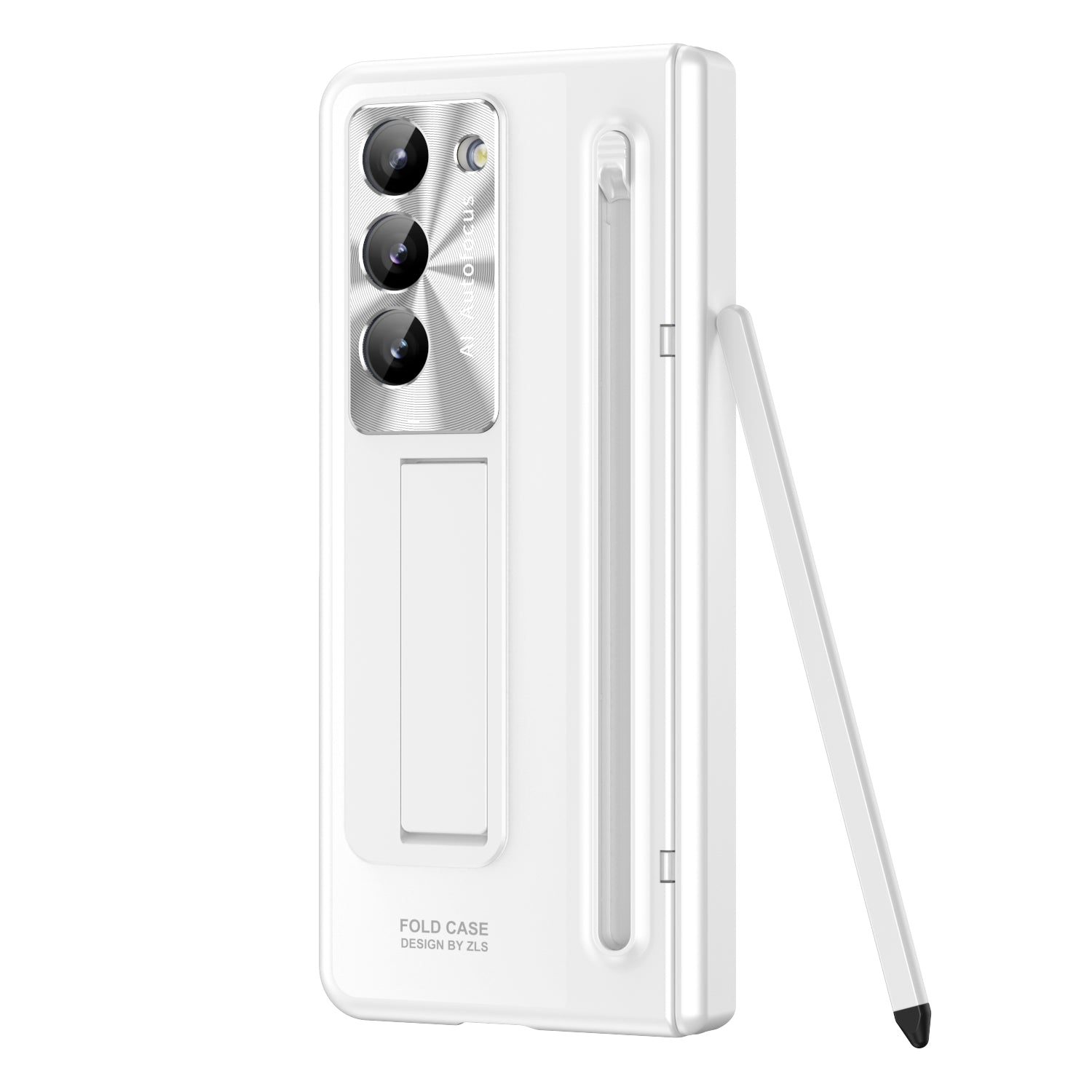 For Samsung Galaxy Z Fold5 5G Case Hinge PC Kickstand Phone Cover with Tempered Glass Film / Stylus