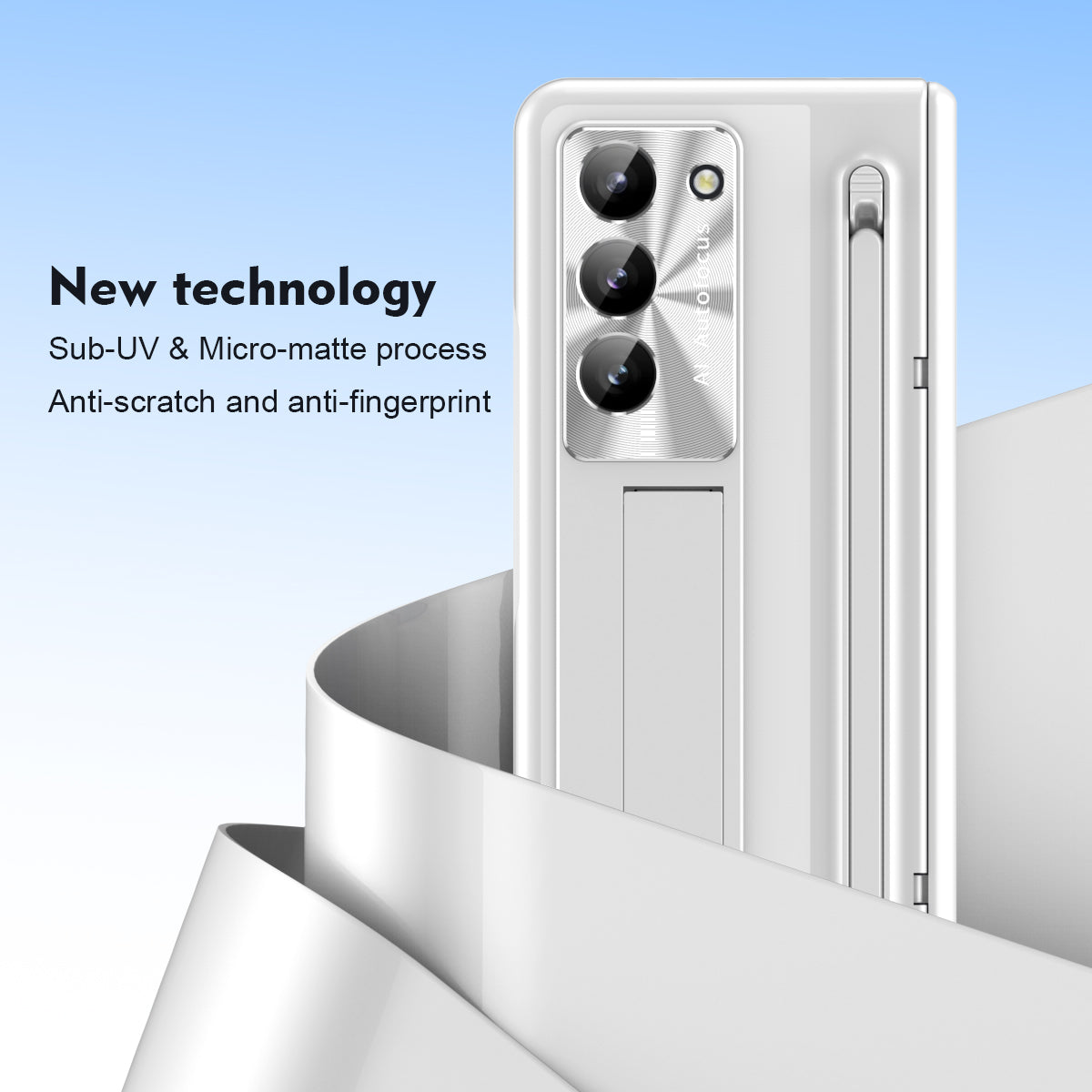 For Samsung Galaxy Z Fold5 5G Case Hinge PC Kickstand Phone Cover with Tempered Glass Film / Stylus