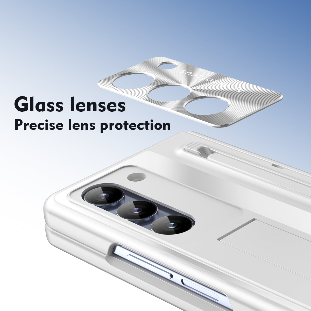 For Samsung Galaxy Z Fold5 5G Case Hinge PC Kickstand Phone Cover with Tempered Glass Film / Stylus