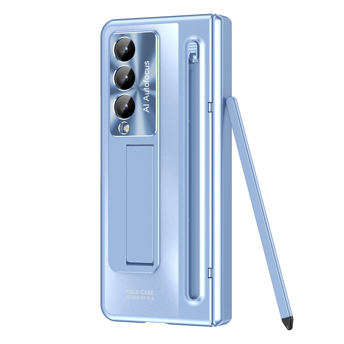 For Samsung Galaxy Z Fold4 5G Kickstand Case Hinge PC Phone Cover with Tempered Glass Film, Stylus