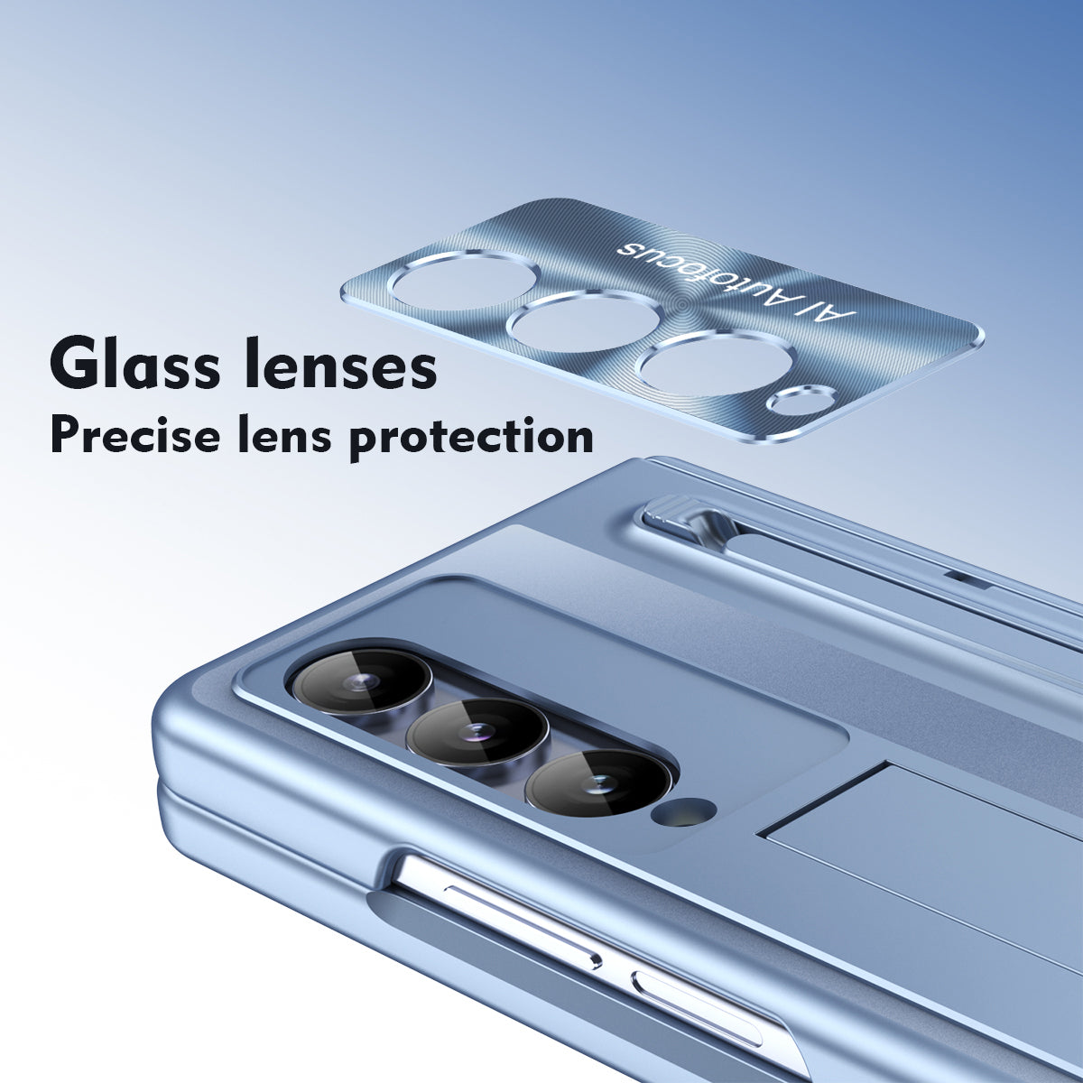For Samsung Galaxy Z Fold4 5G Kickstand Case Hinge PC Phone Cover with Tempered Glass Film, Stylus