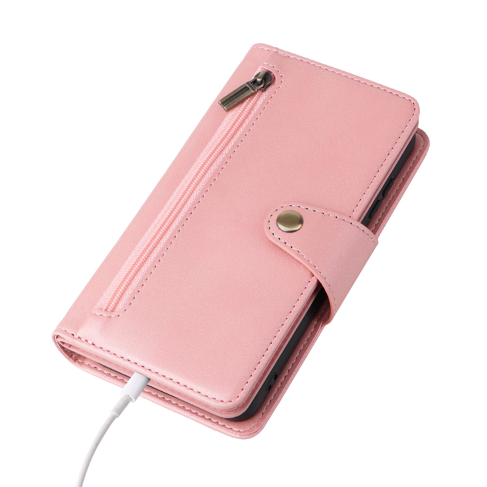 For Samsung Galaxy S23 Case Card Slots Rivet Decor Leather Phone Cover with Stand