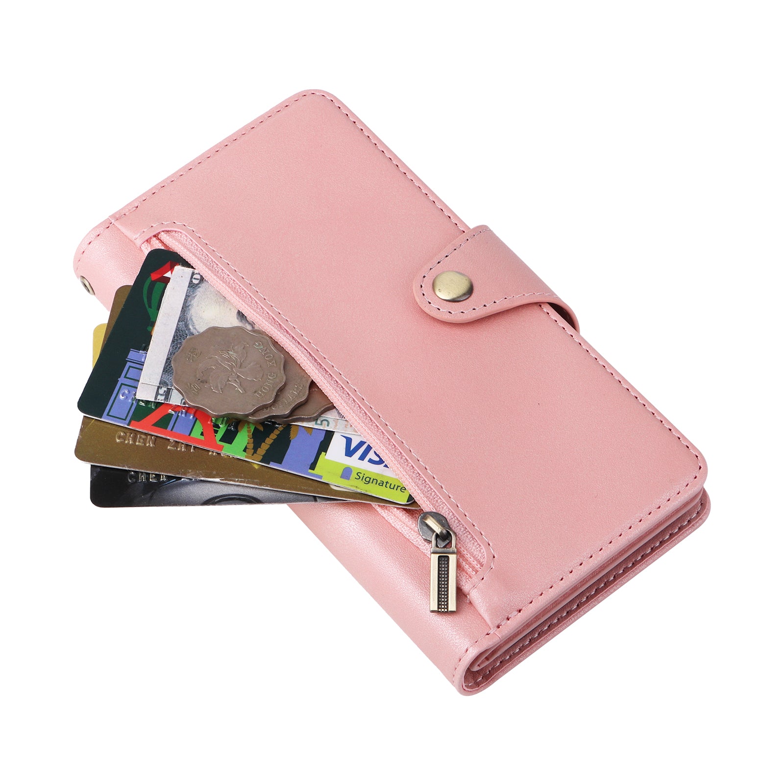 For Samsung Galaxy S23 Case Card Slots Rivet Decor Leather Phone Cover with Stand