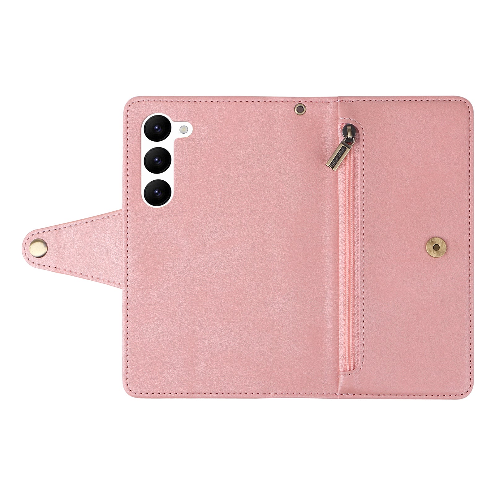 For Samsung Galaxy S23 Case Card Slots Rivet Decor Leather Phone Cover with Stand