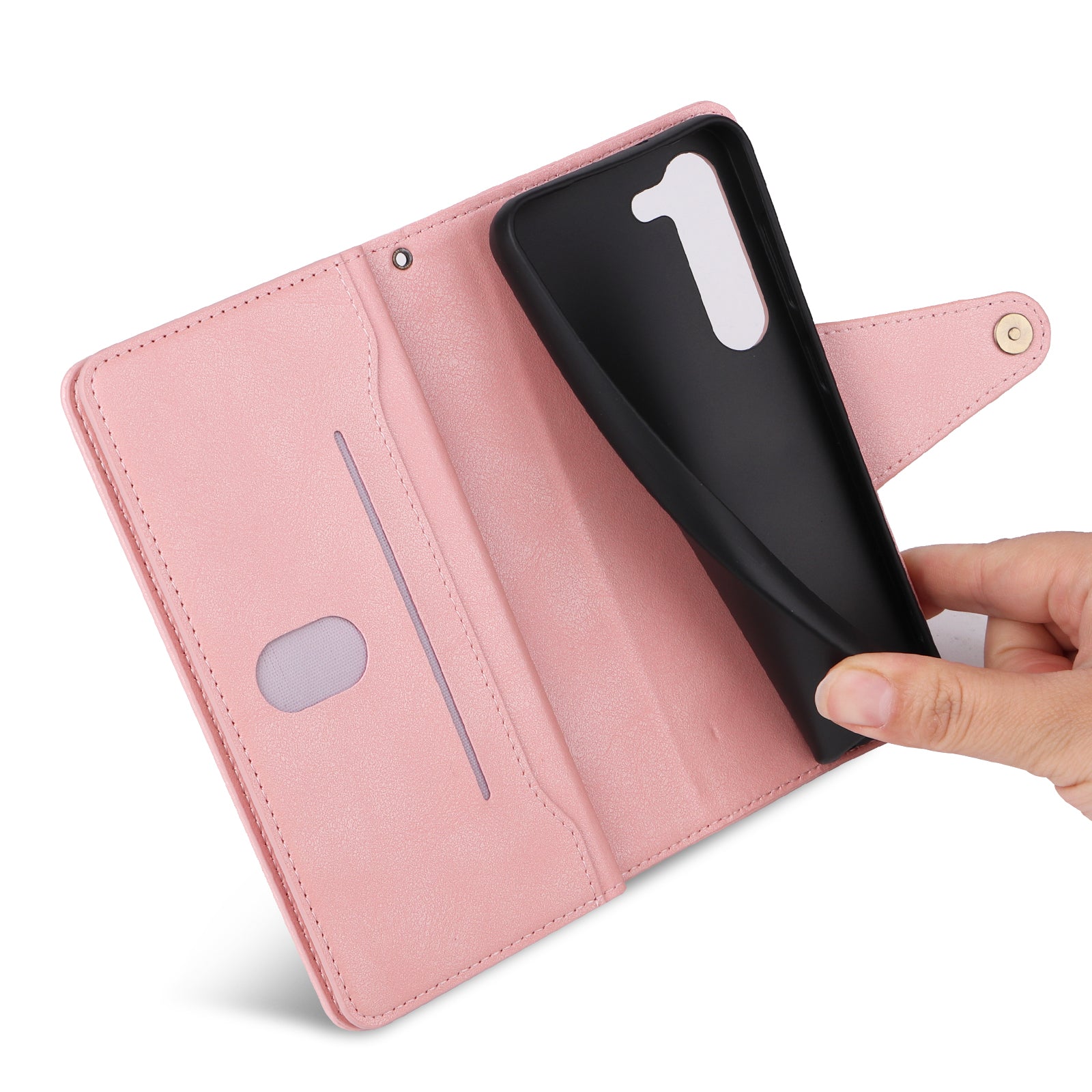 For Samsung Galaxy S23 Case Card Slots Rivet Decor Leather Phone Cover with Stand