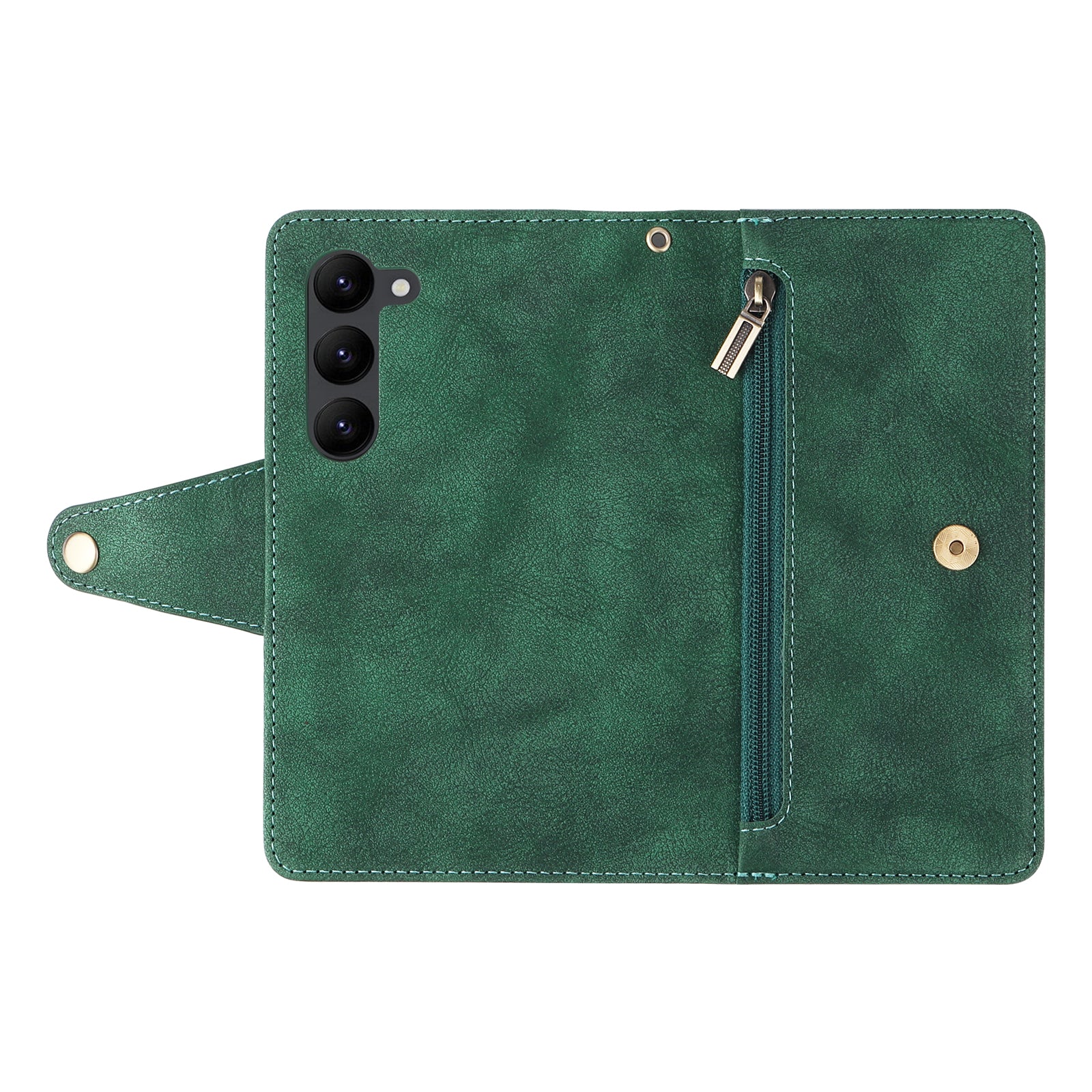 For Samsung Galaxy S23+ Card Slots Case Anti-Dorp Rivet Decor Leather Flip Phone Cover