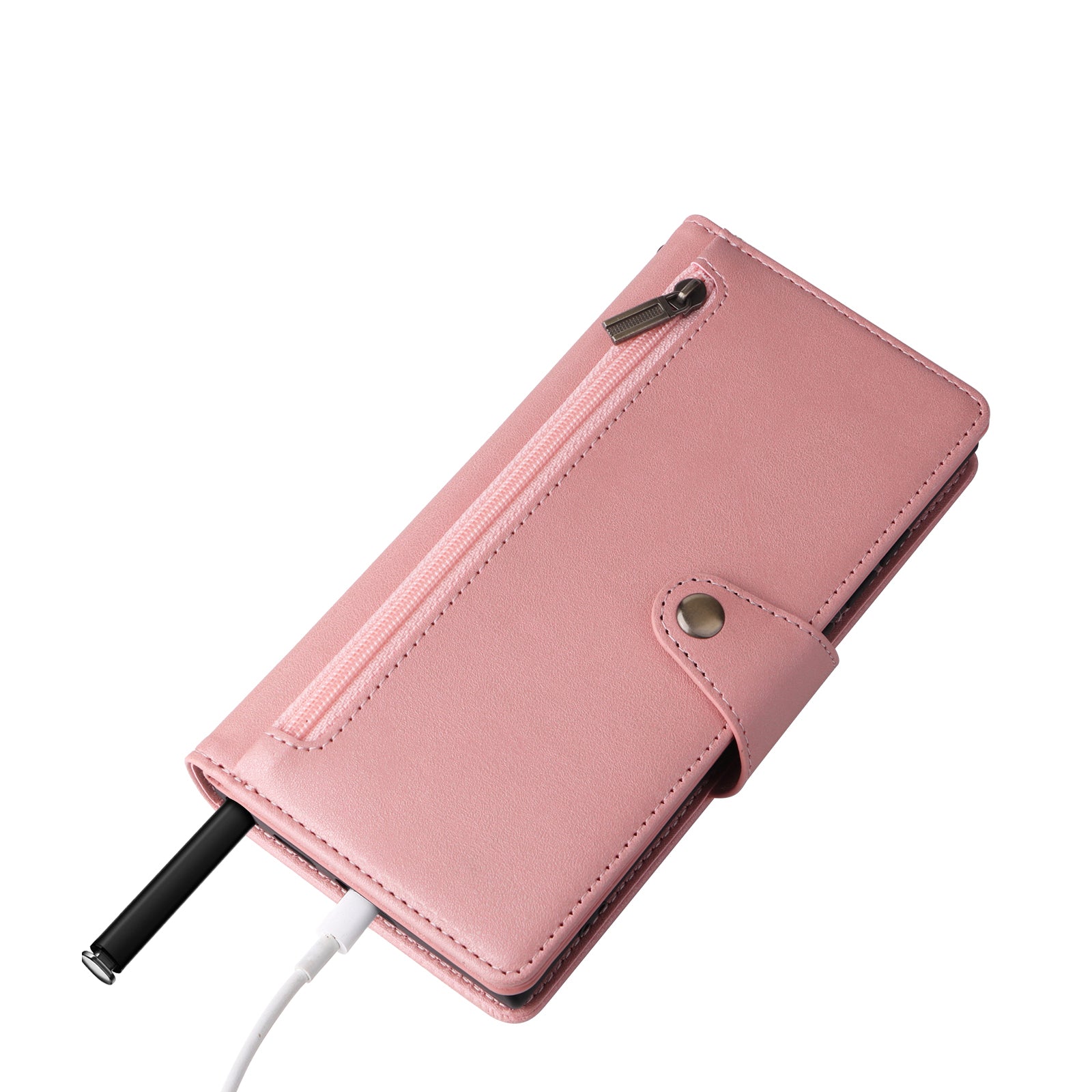 For Samsung Galaxy S23 Ultra Wallet Case Shockproof Leather Phone Cover with Rivet Decor