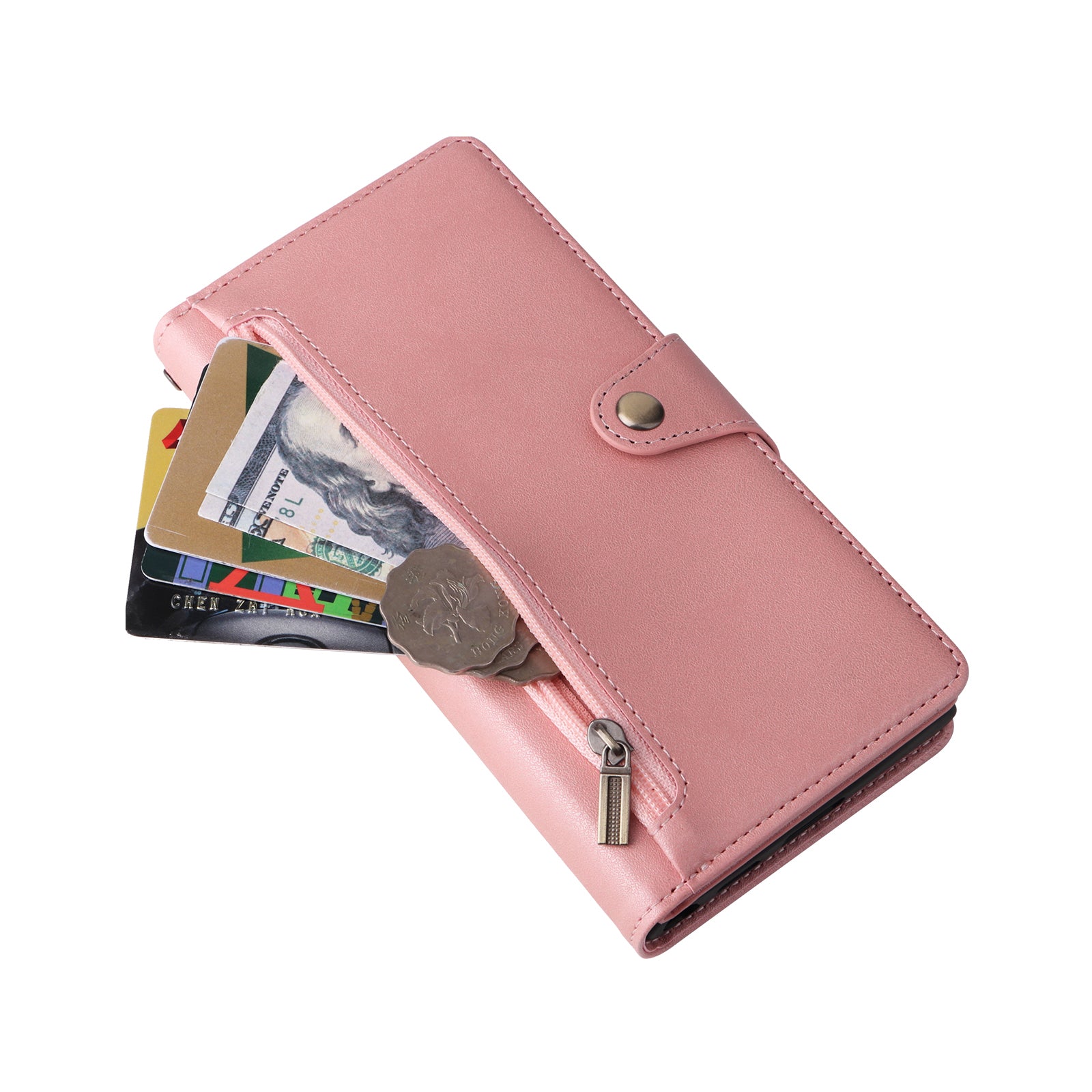 For Samsung Galaxy S23 Ultra Wallet Case Shockproof Leather Phone Cover with Rivet Decor