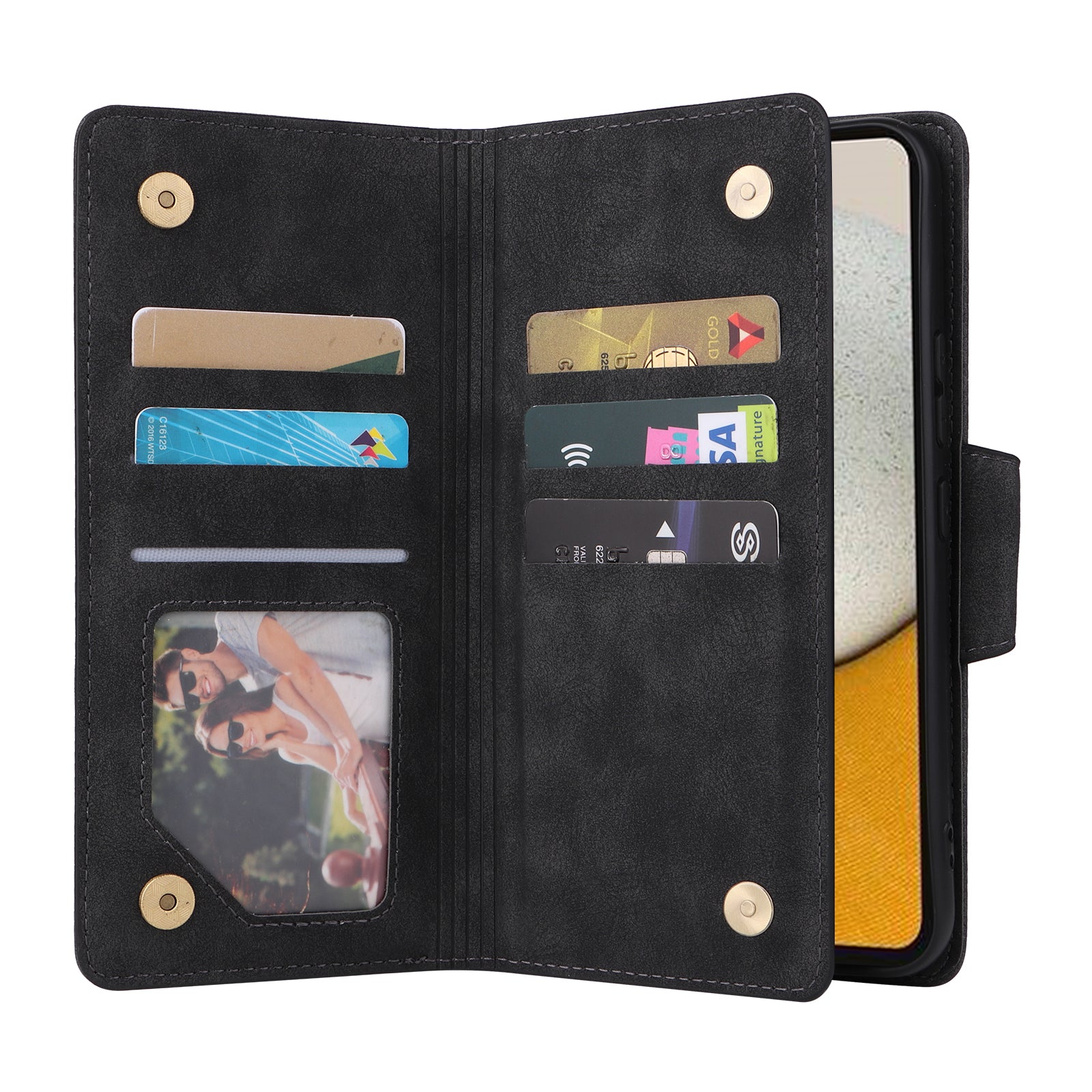 For Samsung Galaxy A34 5G Case Rivet Decor Leather Phone Cover with Card Slots