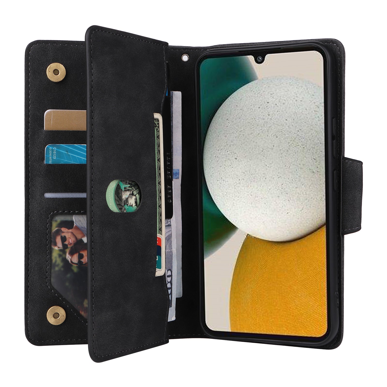 For Samsung Galaxy A34 5G Case Rivet Decor Leather Phone Cover with Card Slots