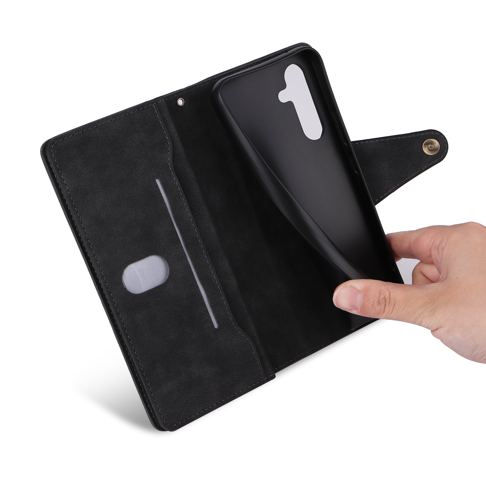 For Samsung Galaxy A34 5G Case Rivet Decor Leather Phone Cover with Card Slots
