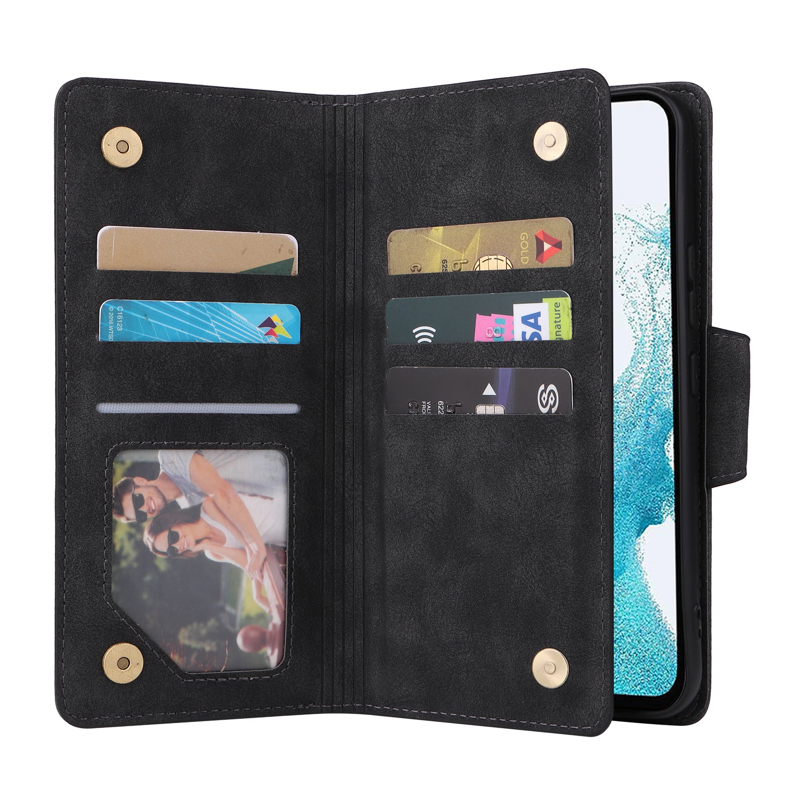 For Samsung Galaxy A54 5G Wallet Phone Case Rivet Decor Leather Flip Folio Cover