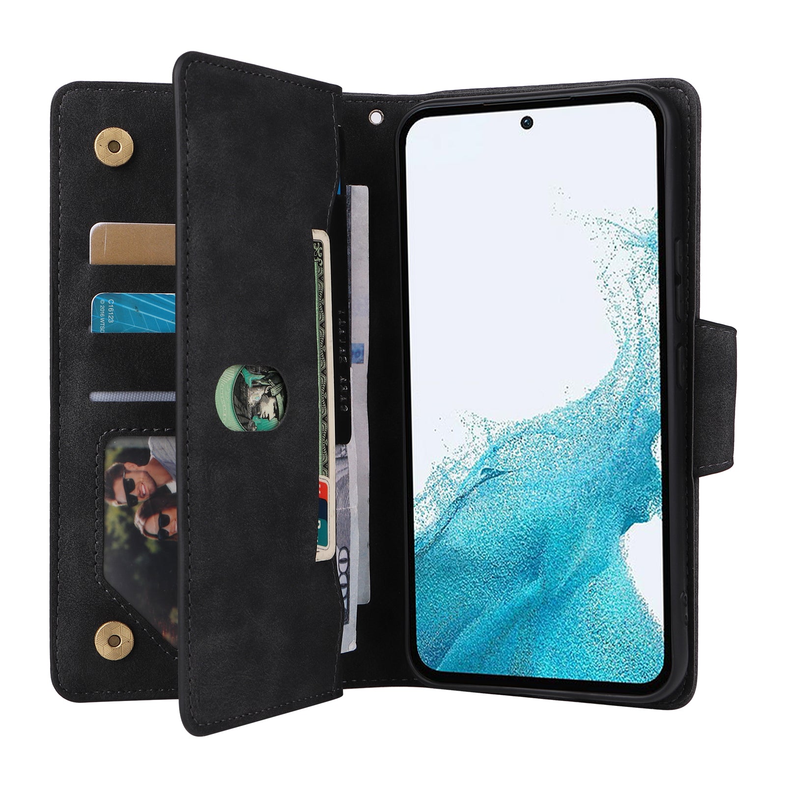 For Samsung Galaxy A54 5G Wallet Phone Case Rivet Decor Leather Flip Folio Cover