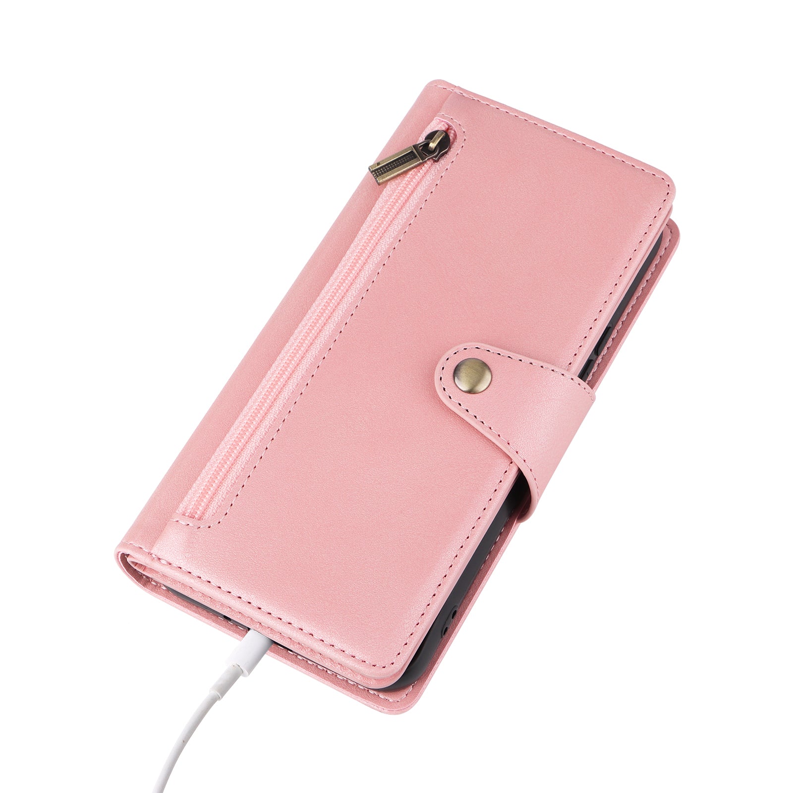 For Samsung Galaxy A24 4G (162.1 x 77.6 x 8.3mm) Case Shockproof Leather Wallet Phone Cover with Rivet Decor