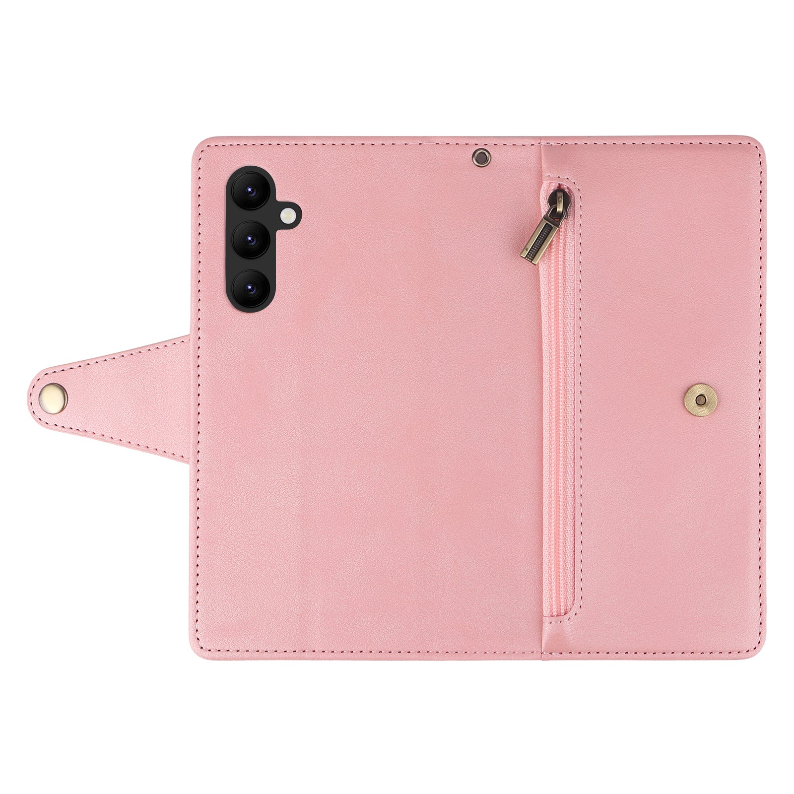 For Samsung Galaxy A24 4G (162.1 x 77.6 x 8.3mm) Case Shockproof Leather Wallet Phone Cover with Rivet Decor