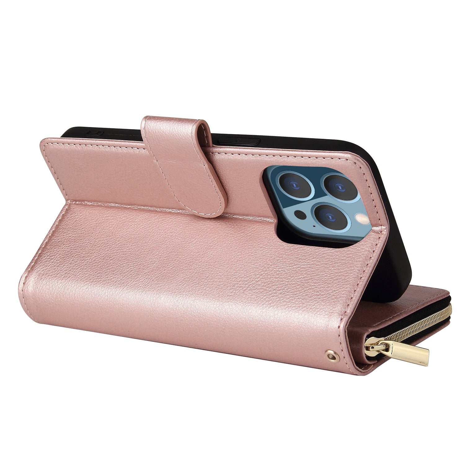 For iPhone 13 Pro Max 6.7 inch Magnetic Case Anti-scratch Card Slots Stand Phone Cover