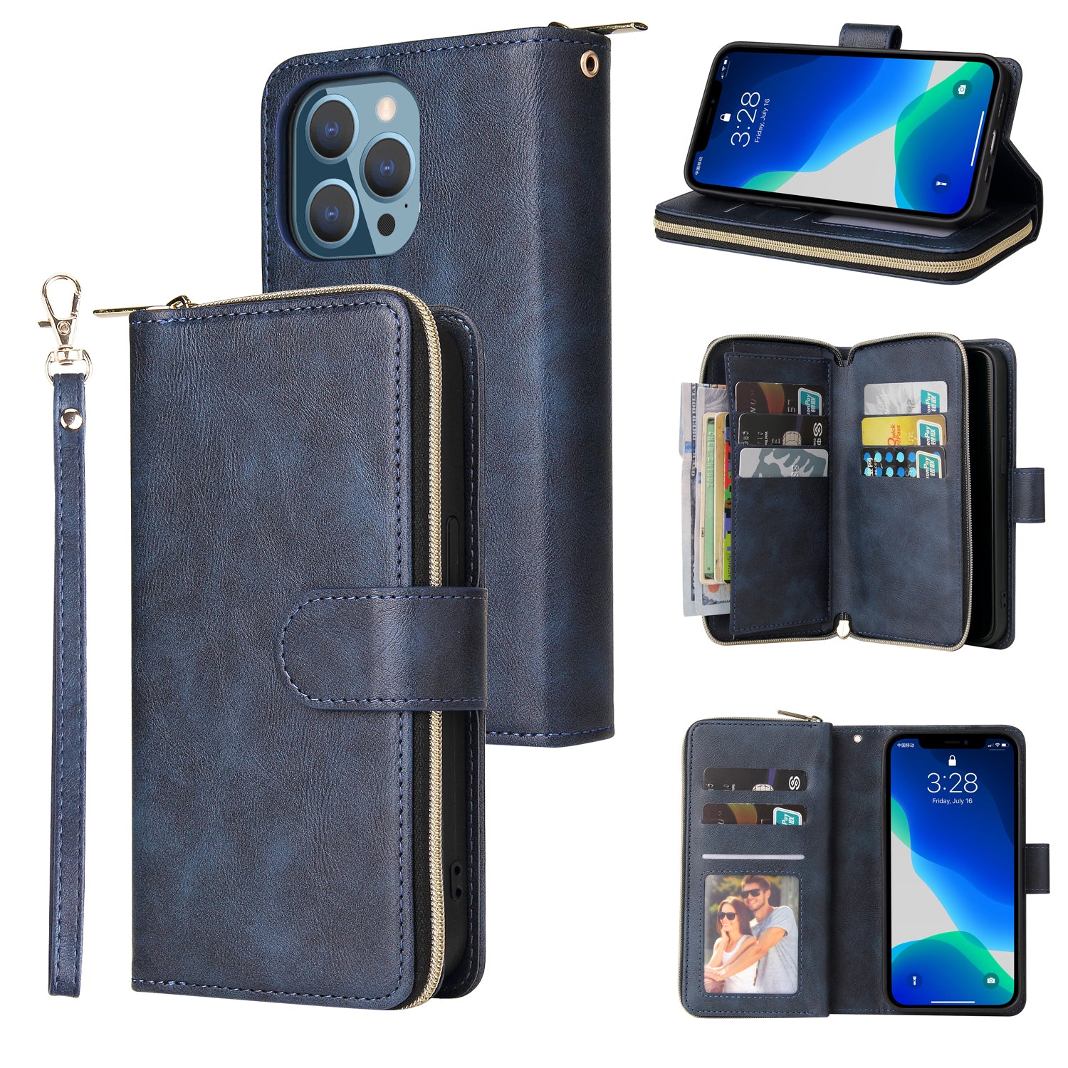 For iPhone 13 Pro Max 6.7 inch Magnetic Case Anti-scratch Card Slots Stand Phone Cover