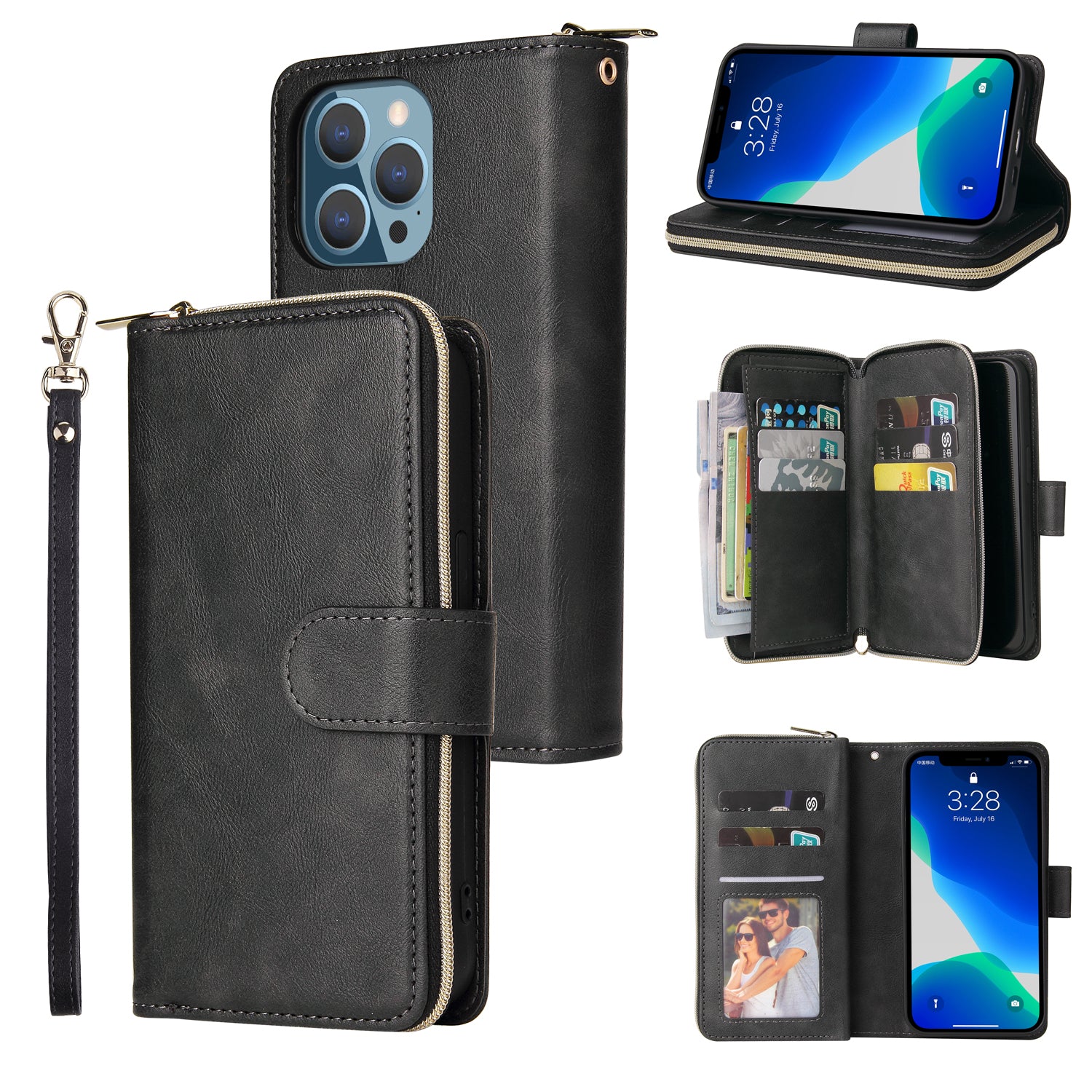 For iPhone 13 Pro Max 6.7 inch Magnetic Case Anti-scratch Card Slots Stand Phone Cover