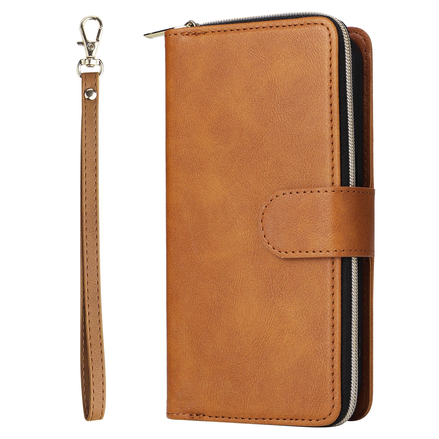 For iPhone 14 Pro Case Zipper Pocket TPU+PU Leather Flip Stand Phone Shell