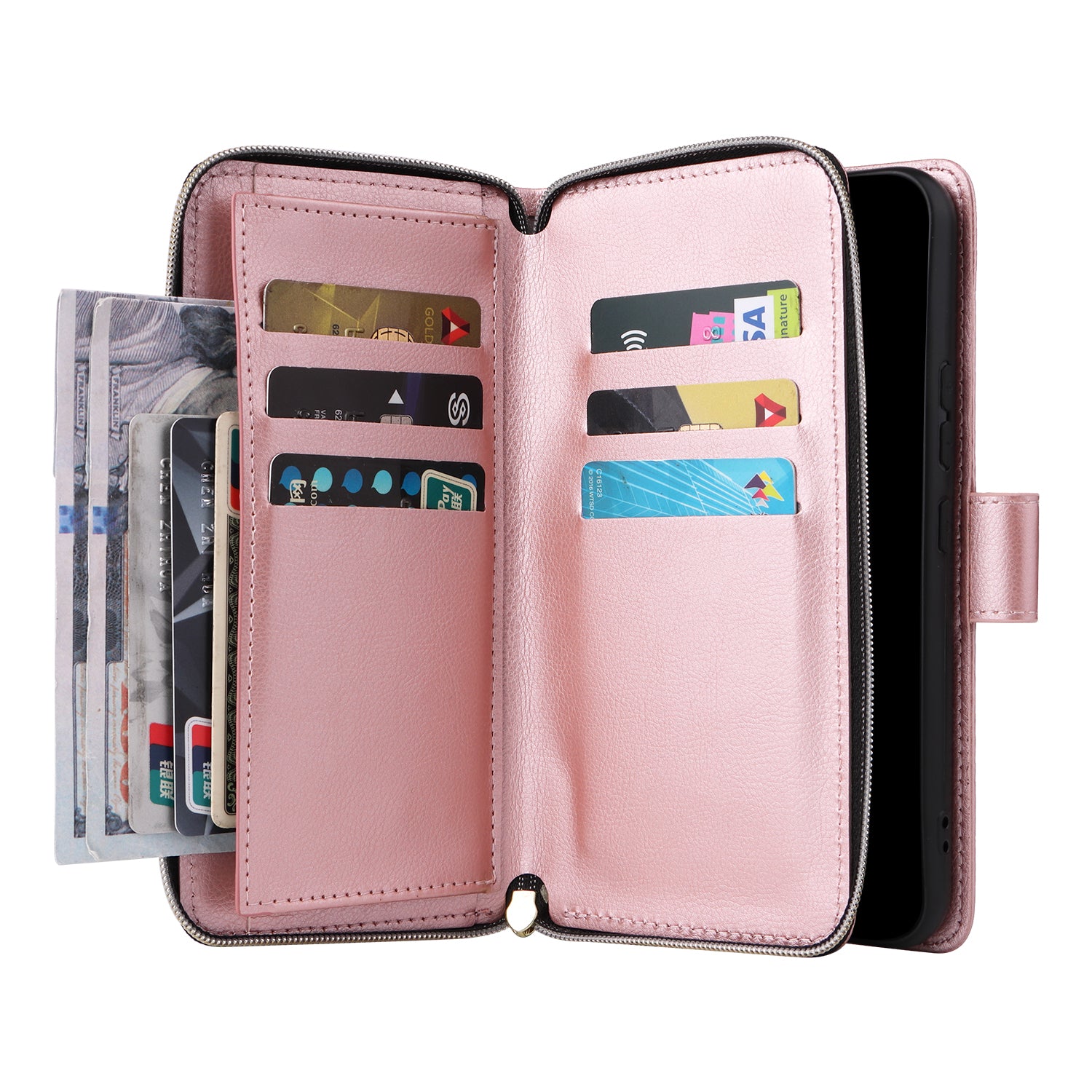 For Samsung Galaxy A34 5G Case with Hand Strap 9 Card Slots PU Leather Phone Cover