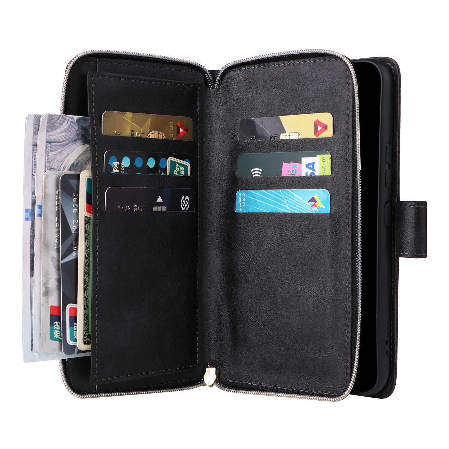 For Samsung Galaxy A24 4G (162.1 x 77.6 x 8.3mm) Leather Case Wallet Zippered Stand Phone Cover