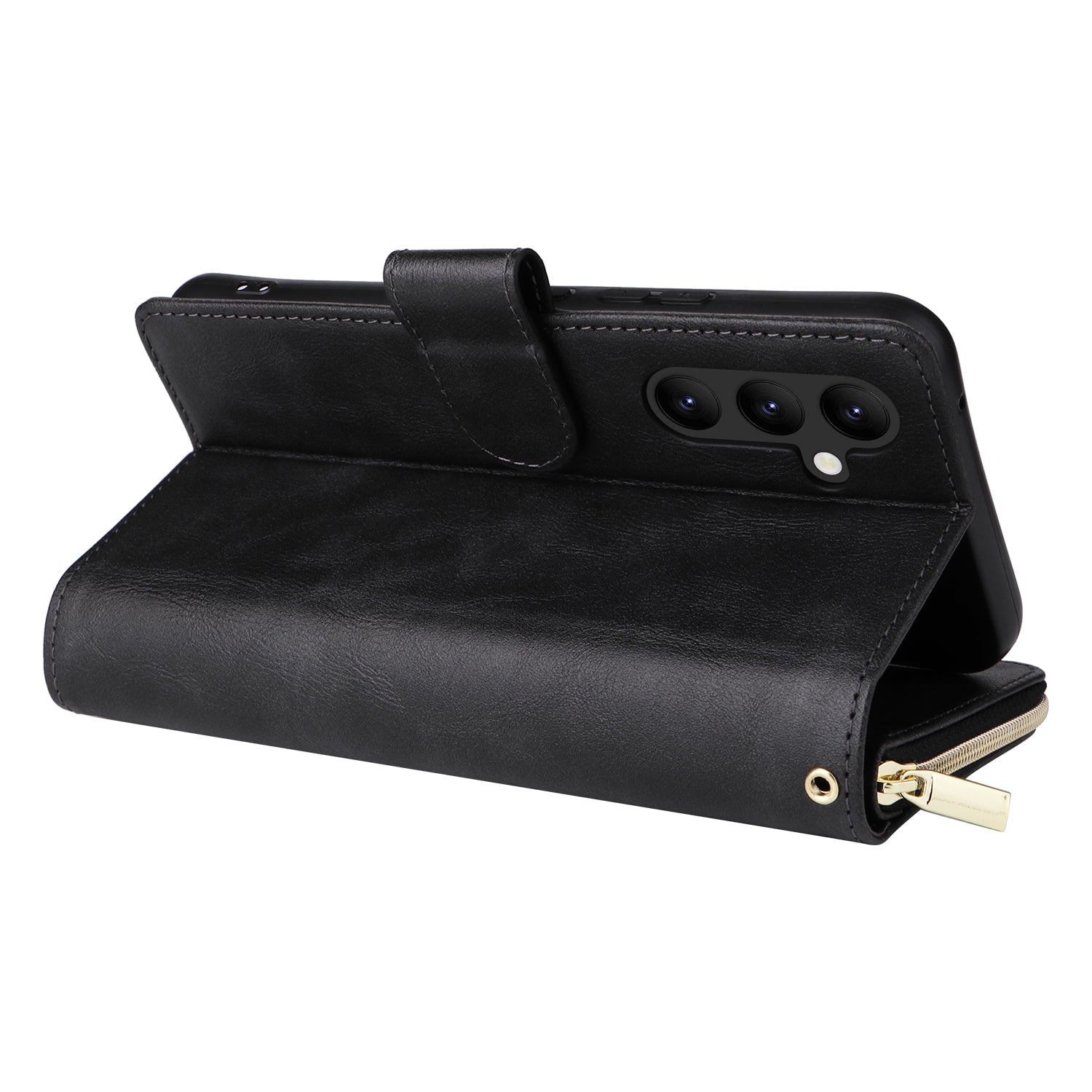 For Samsung Galaxy A24 4G (162.1 x 77.6 x 8.3mm) Leather Case Wallet Zippered Stand Phone Cover