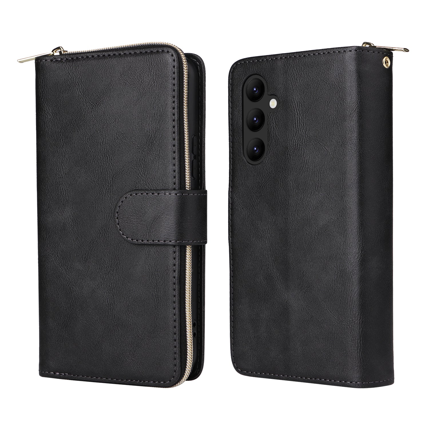 For Samsung Galaxy A24 4G (162.1 x 77.6 x 8.3mm) Leather Case Wallet Zippered Stand Phone Cover