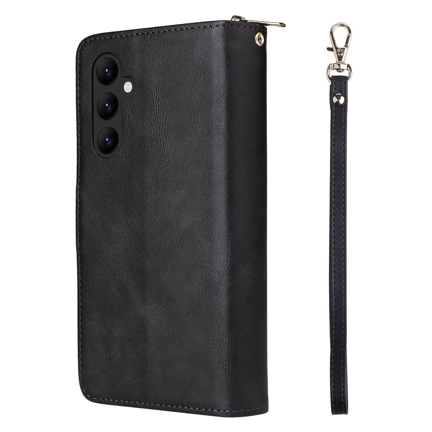 For Samsung Galaxy A24 4G (162.1 x 77.6 x 8.3mm) Leather Case Wallet Zippered Stand Phone Cover