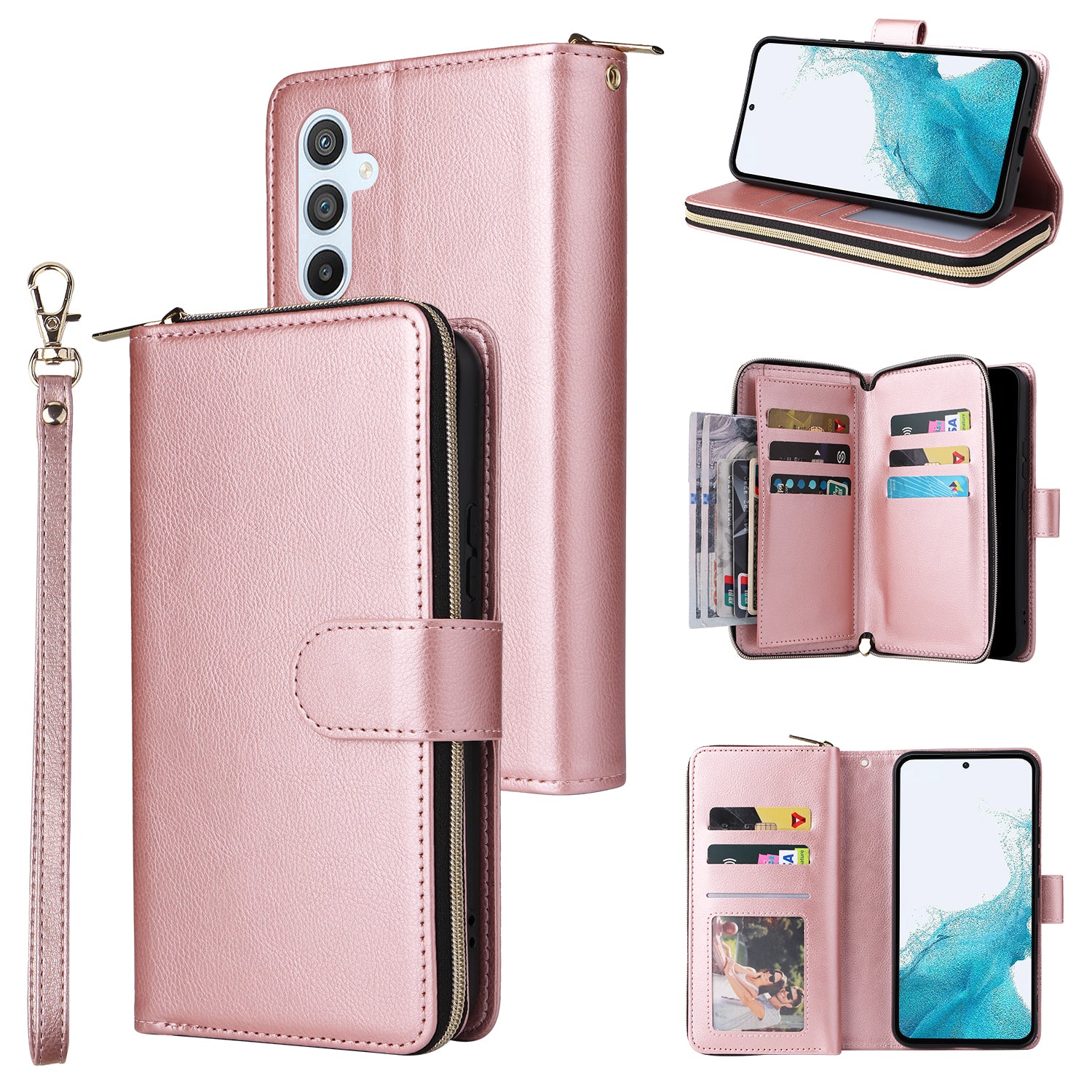 For Samsung Galaxy A54 5G Magnetic Phone Case Zipper Pocket PU Leather Wallet Cover