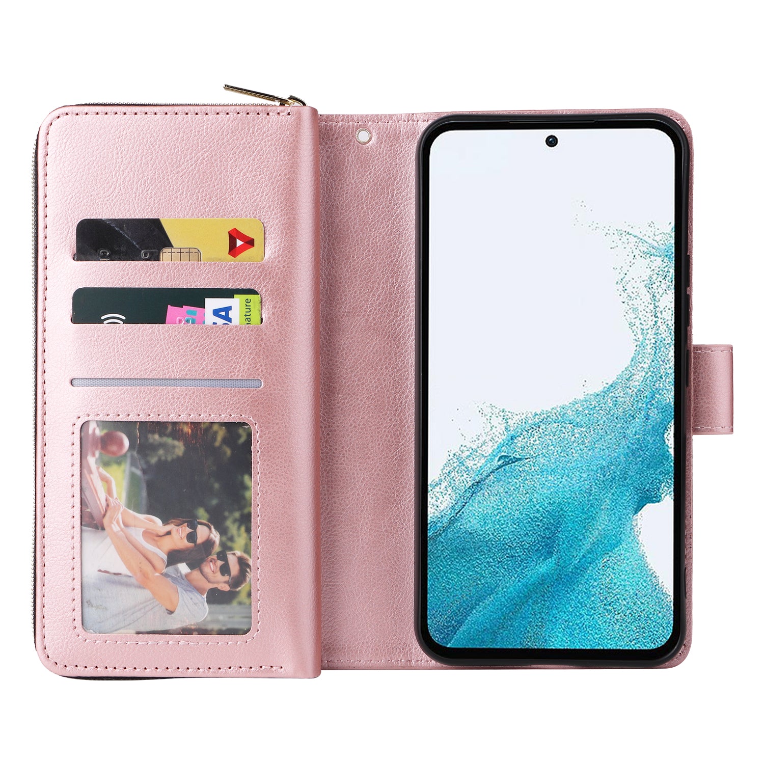 For Samsung Galaxy A54 5G Magnetic Phone Case Zipper Pocket PU Leather Wallet Cover