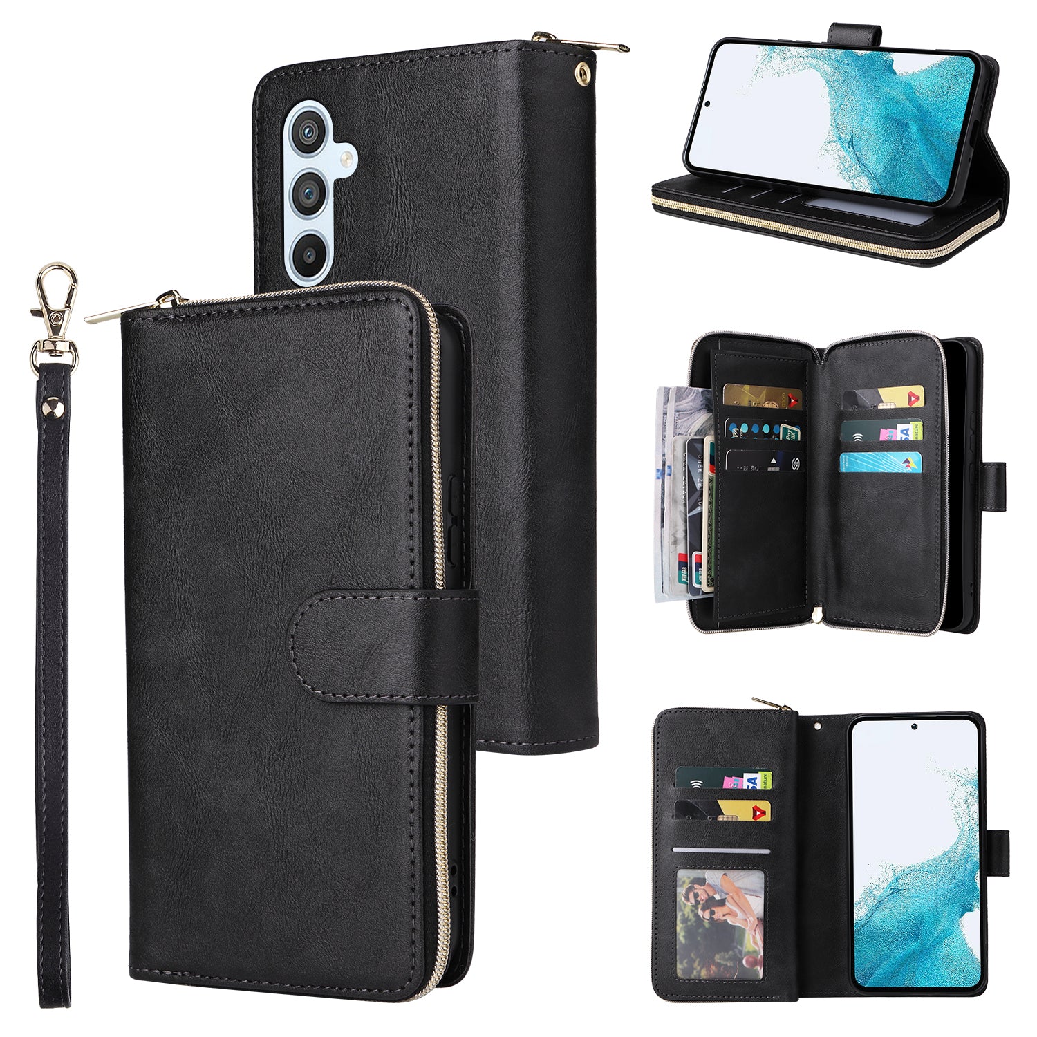 For Samsung Galaxy A54 5G Magnetic Phone Case Zipper Pocket PU Leather Wallet Cover