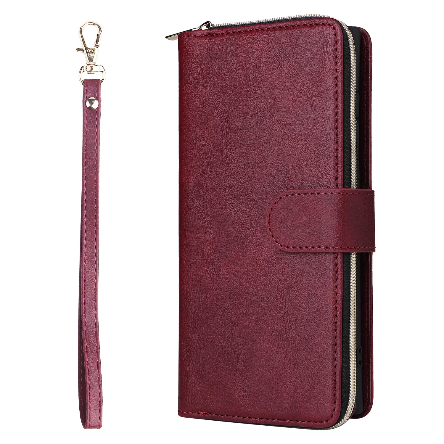 For Samsung Galaxy S23 Ultra Case PU Leather Zipper Pocket Phone Cover with 9 Card Slots