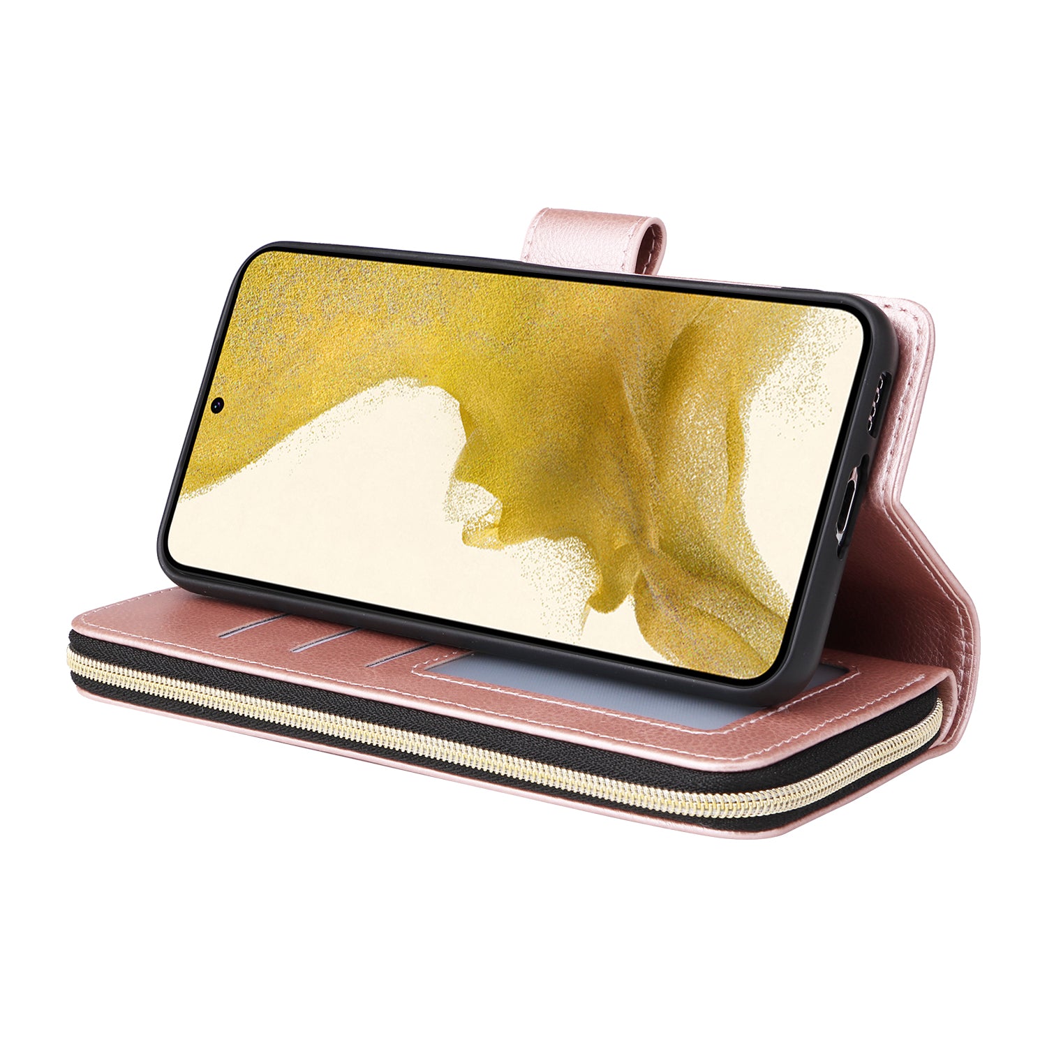 For Samsung Galaxy S23+ Case Zipper Pocket Wallet PU Leather Phone Cover