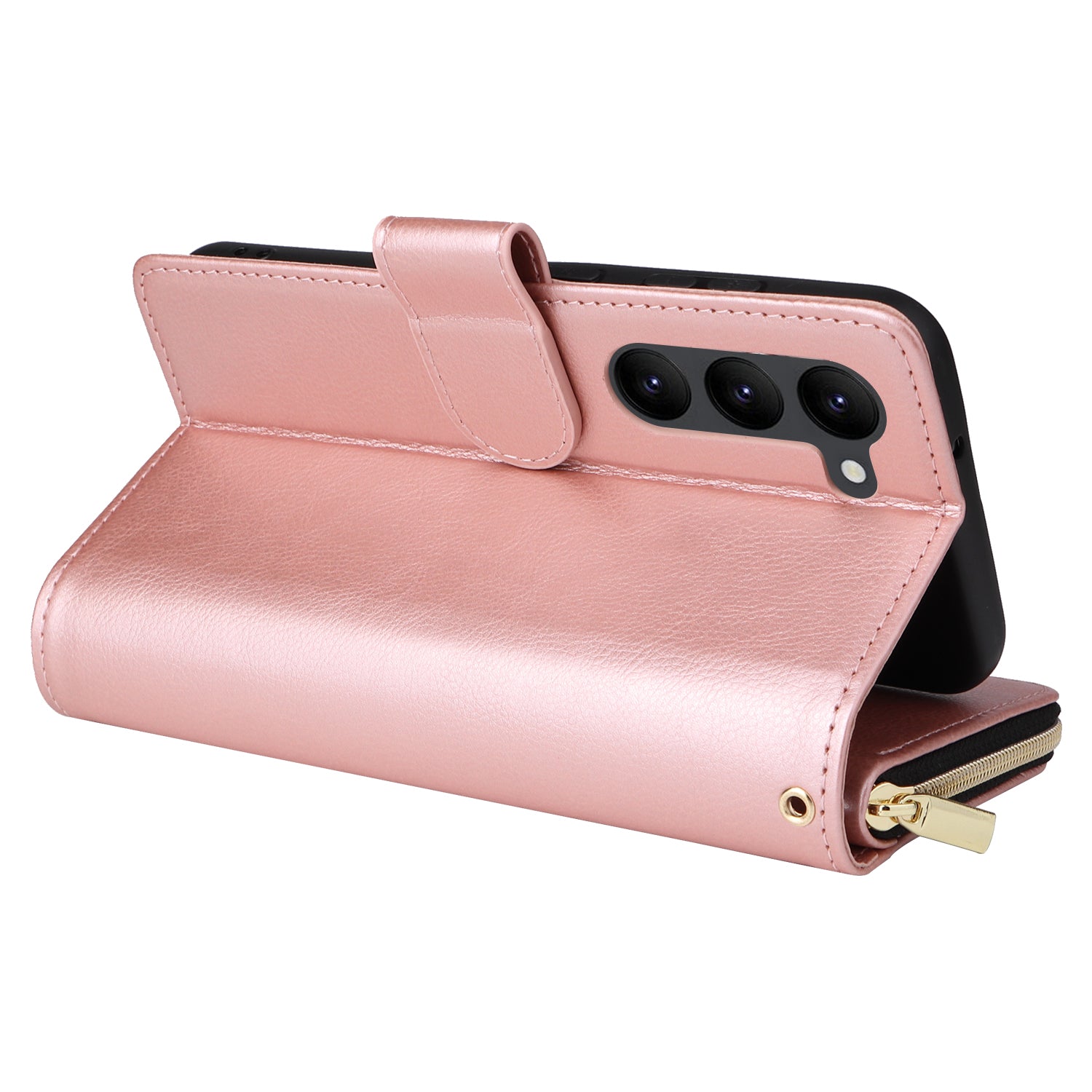For Samsung Galaxy S23+ Case Zipper Pocket Wallet PU Leather Phone Cover