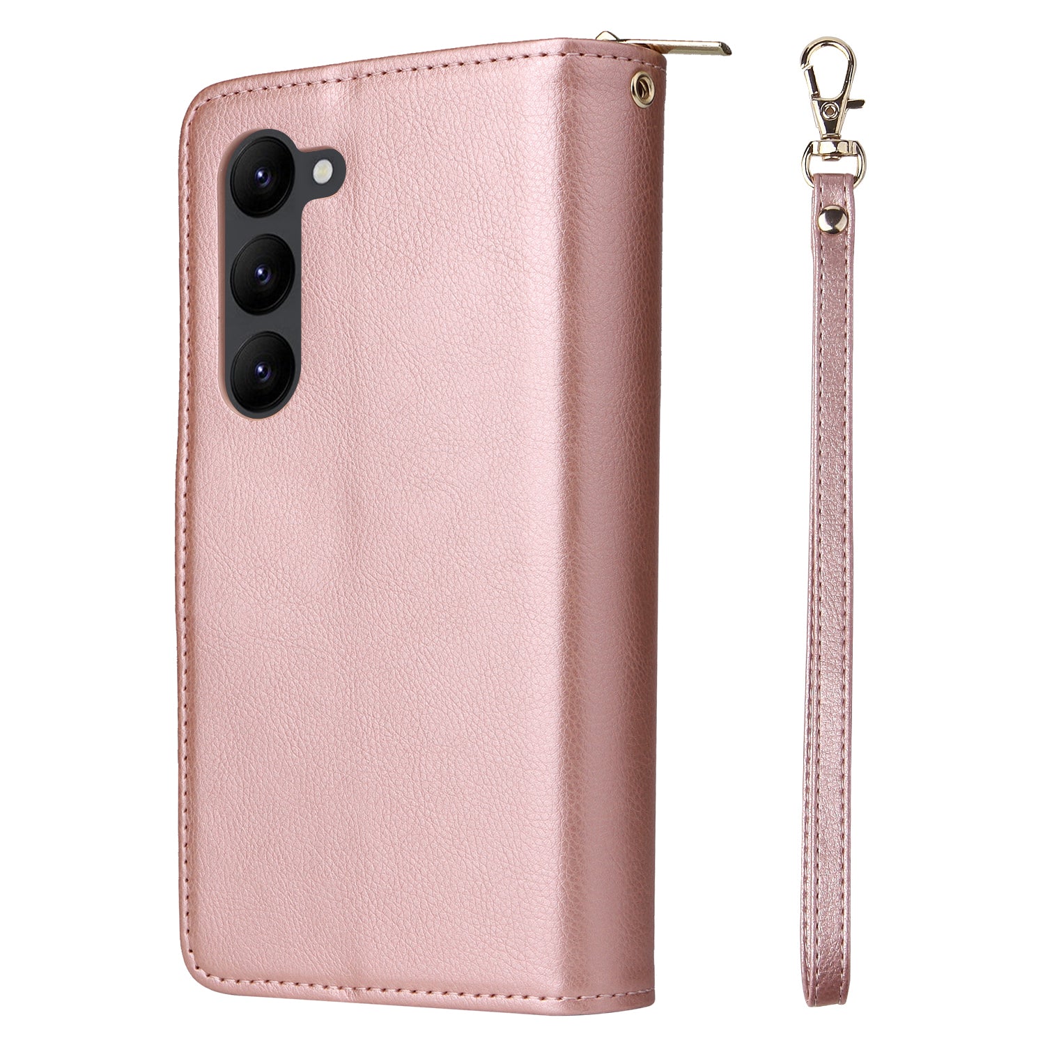 For Samsung Galaxy S23+ Case Zipper Pocket Wallet PU Leather Phone Cover