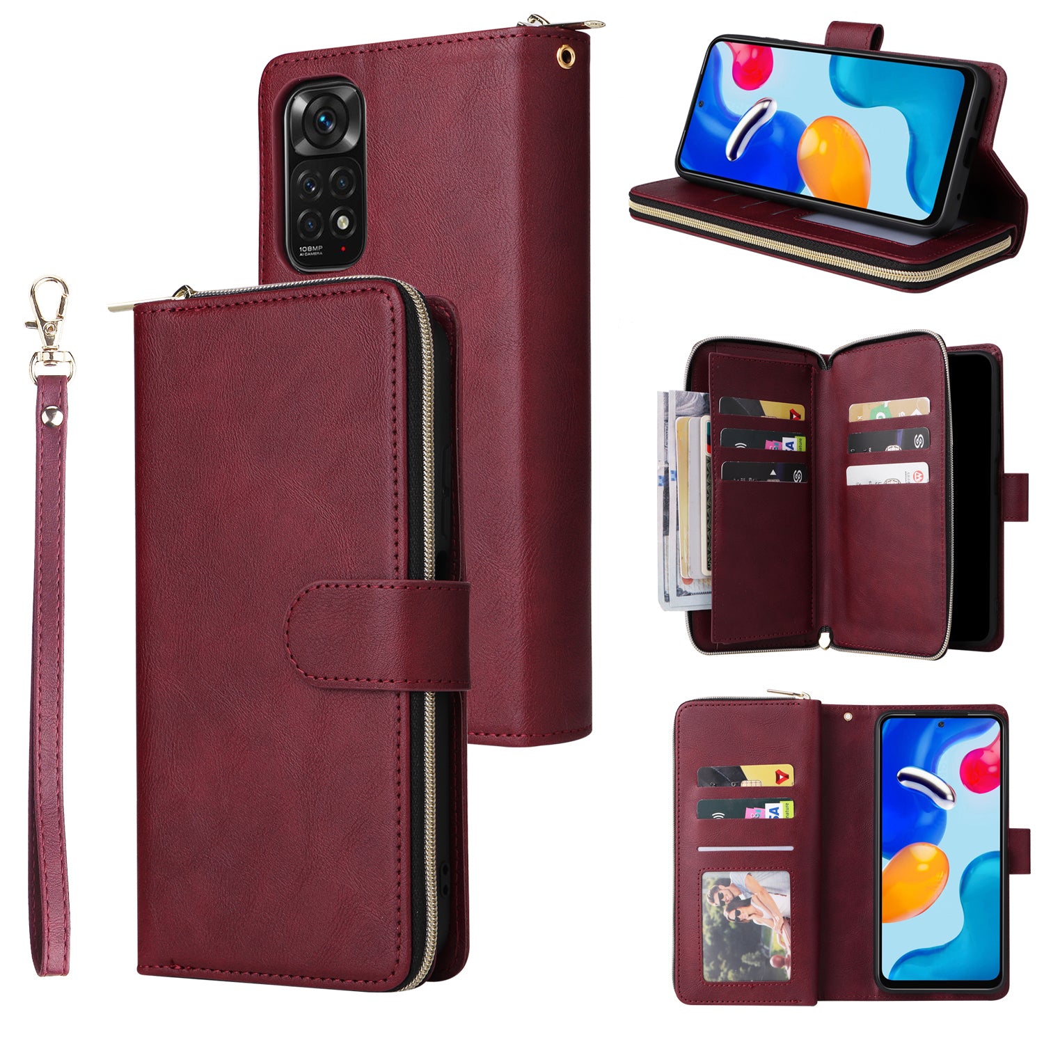 For Xiaomi Redmi Note 11 Pro 4G (Mediatek) / 11 Pro 5G (Qualcomm) / 12 Pro 4G Case Zipper Leather Cover