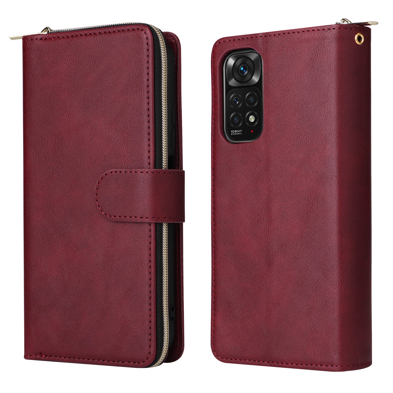 For Xiaomi Redmi Note 11S 4G / Note 11 4G (Qualcomm) Case Zipper Wallet Phone Leather Cover