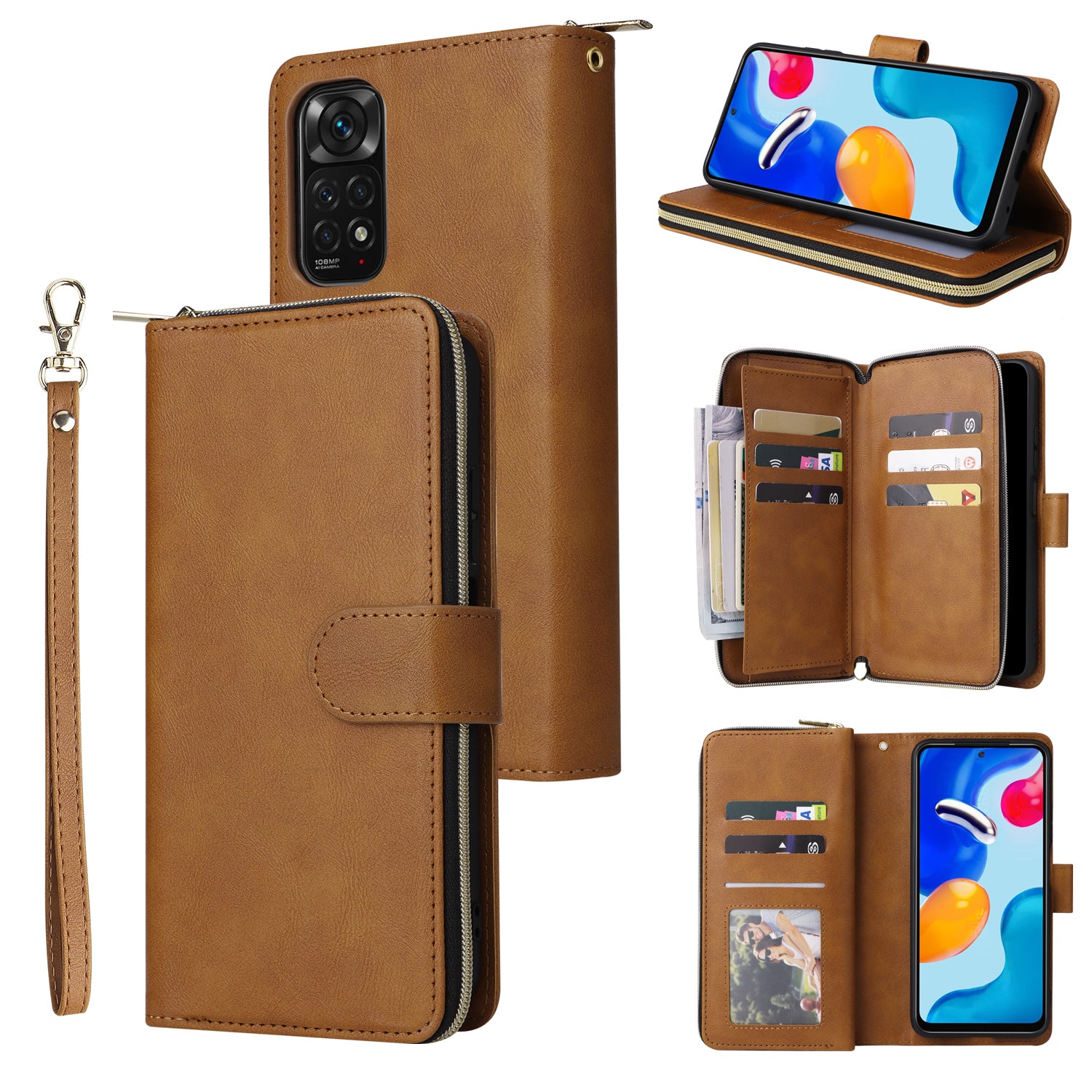 For Xiaomi Redmi Note 11S 4G / Note 11 4G (Qualcomm) Case Zipper Wallet Phone Leather Cover