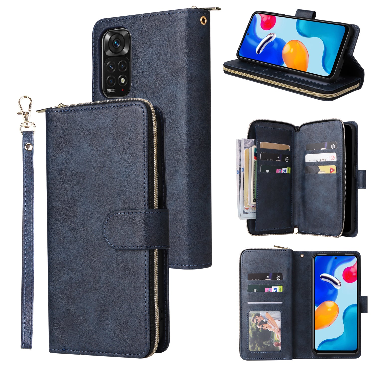 For Xiaomi Redmi Note 11S 4G / Note 11 4G (Qualcomm) Case Zipper Wallet Phone Leather Cover