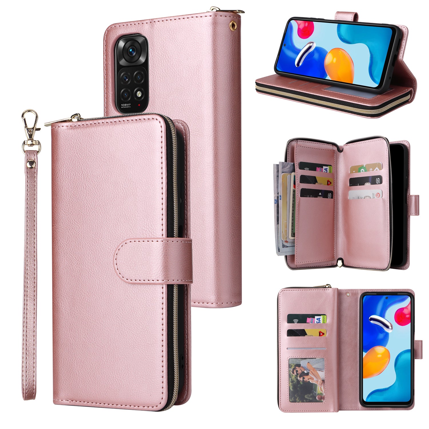 For Xiaomi Redmi Note 11S 4G / Note 11 4G (Qualcomm) Case Zipper Wallet Phone Leather Cover