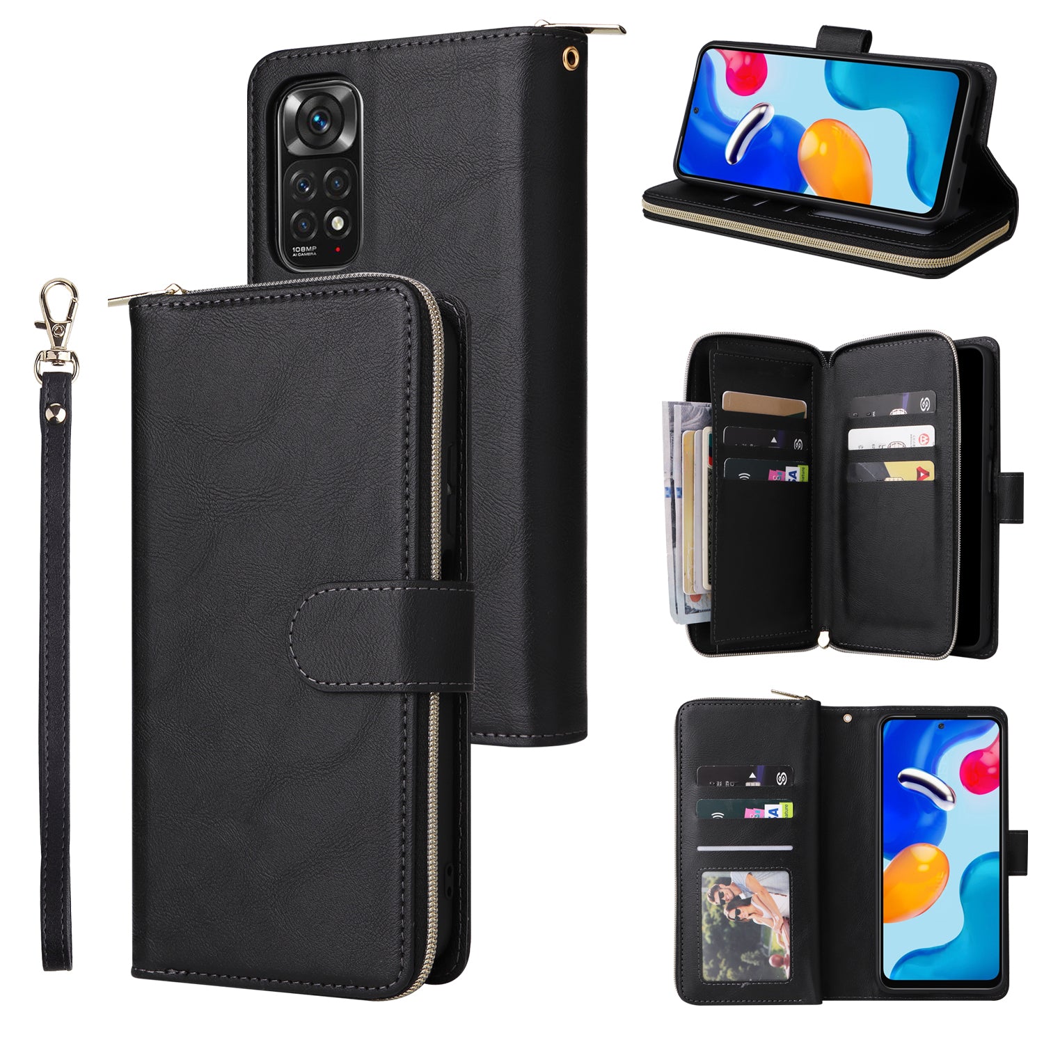 For Xiaomi Redmi Note 11S 4G / Note 11 4G (Qualcomm) Case Zipper Wallet Phone Leather Cover