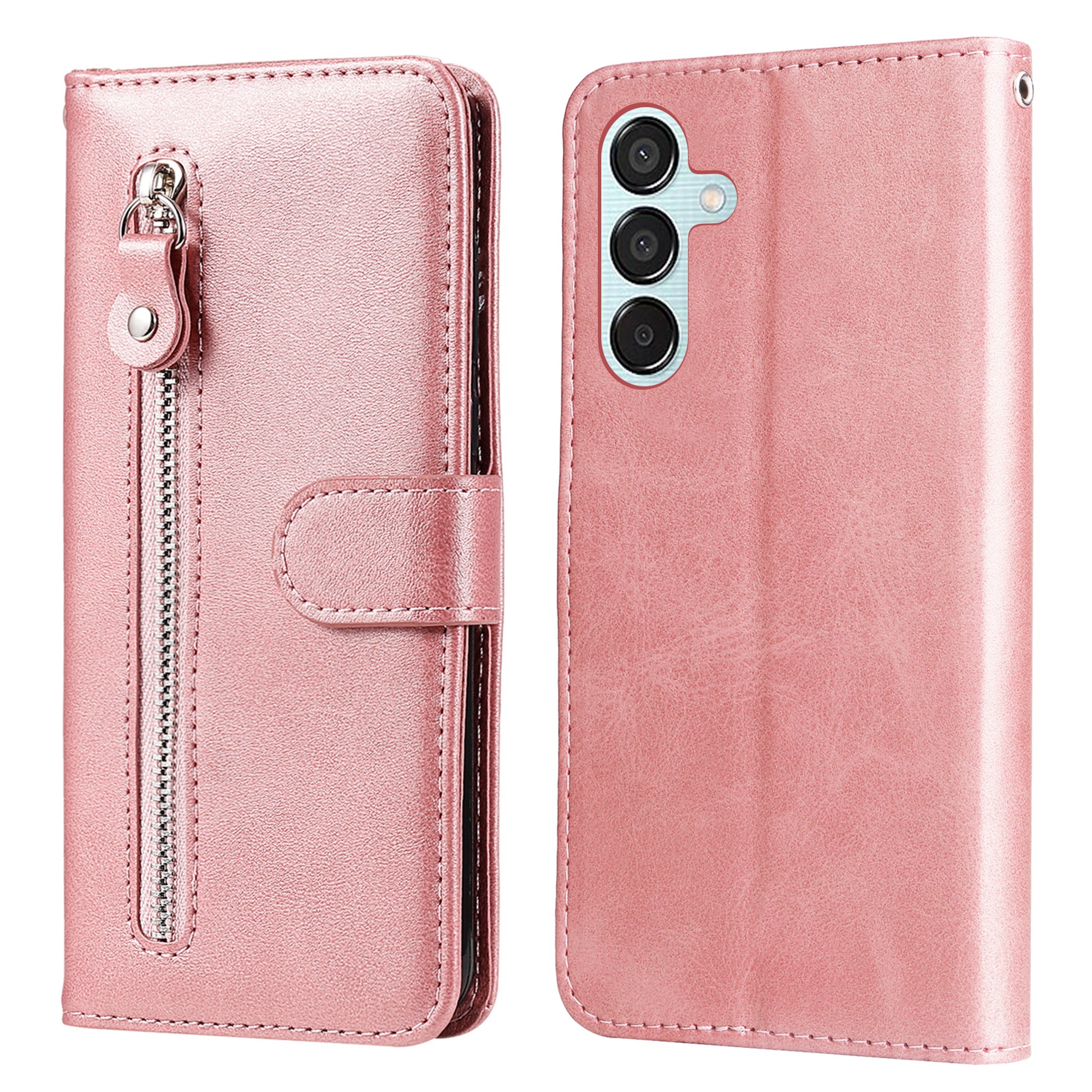 For Samsung Galaxy M15 5G / F15 5G Case Calf Texture Zipper Pocket Phone Stand Cover