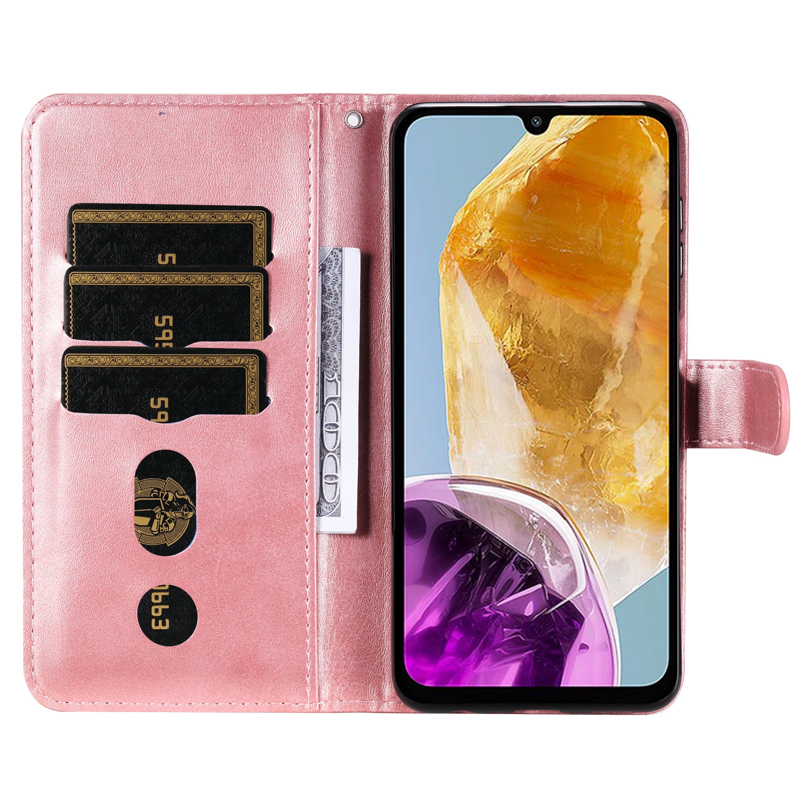 For Samsung Galaxy M15 5G / F15 5G Case Calf Texture Zipper Pocket Phone Stand Cover