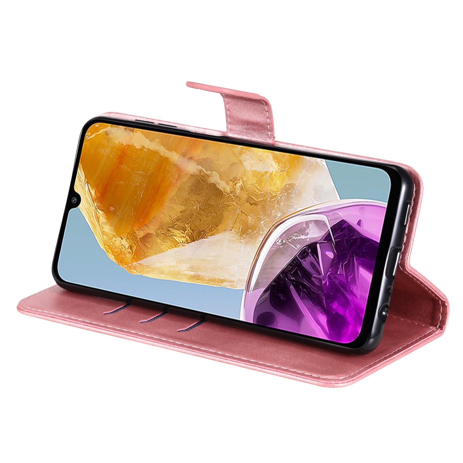 For Samsung Galaxy M15 5G / F15 5G Case Calf Texture Zipper Pocket Phone Stand Cover