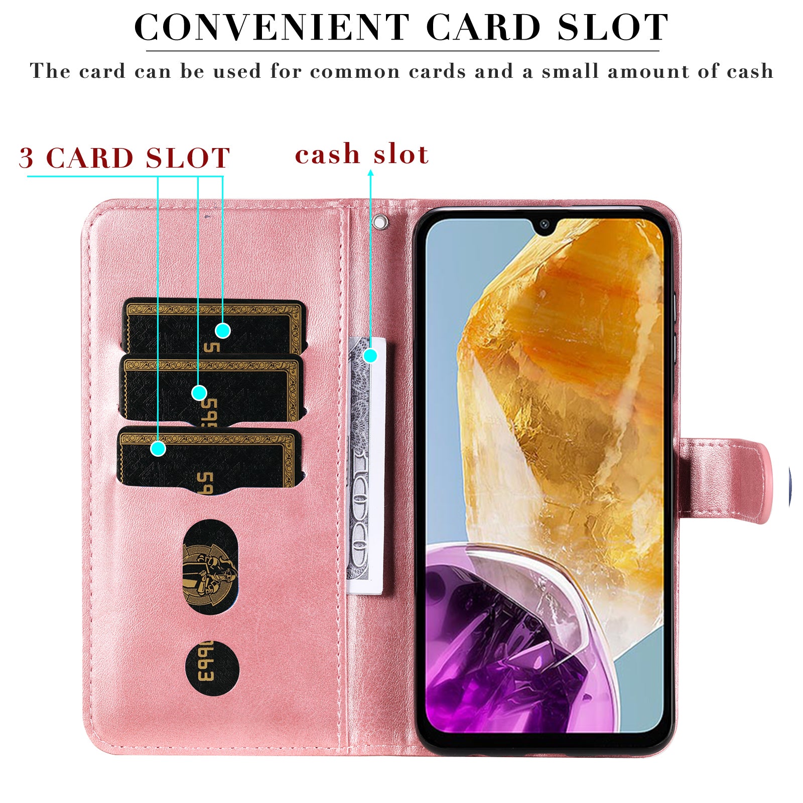 For Samsung Galaxy M15 5G / F15 5G Case Calf Texture Zipper Pocket Phone Stand Cover
