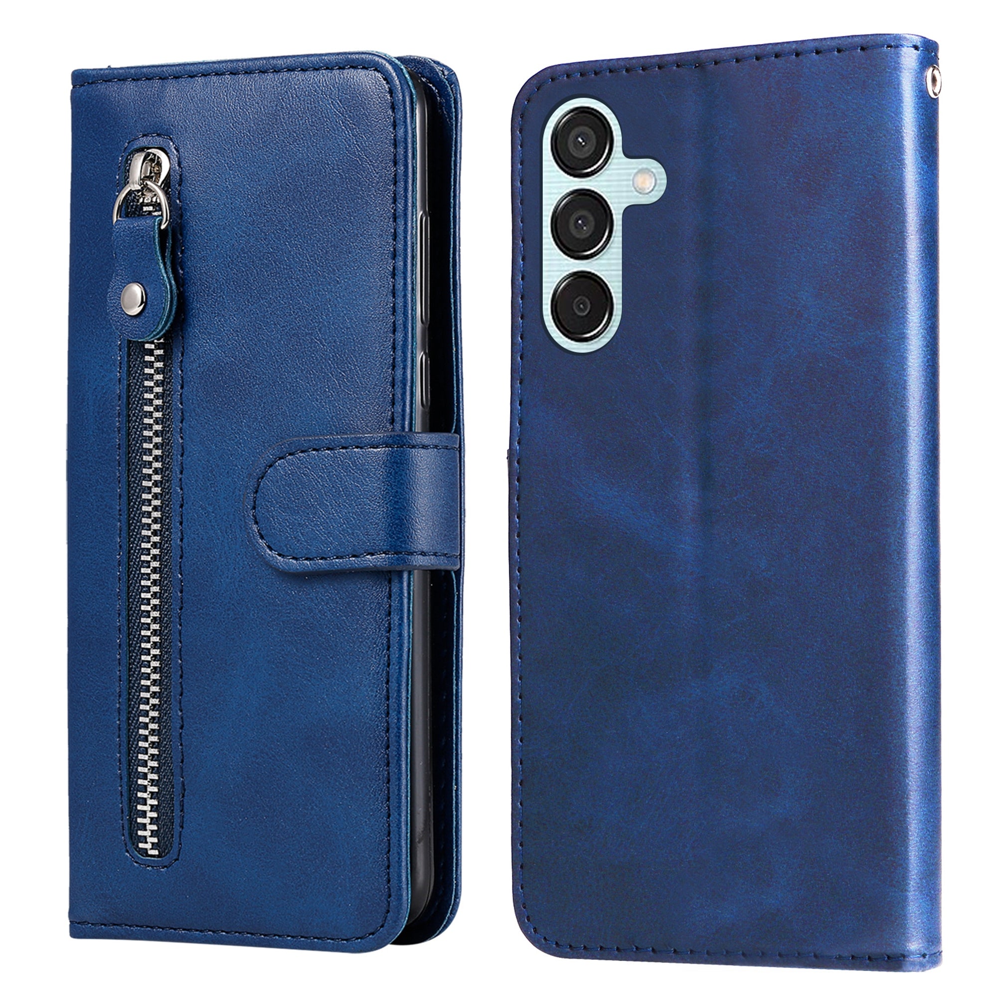 For Samsung Galaxy M15 5G / F15 5G Case Calf Texture Zipper Pocket Phone Stand Cover