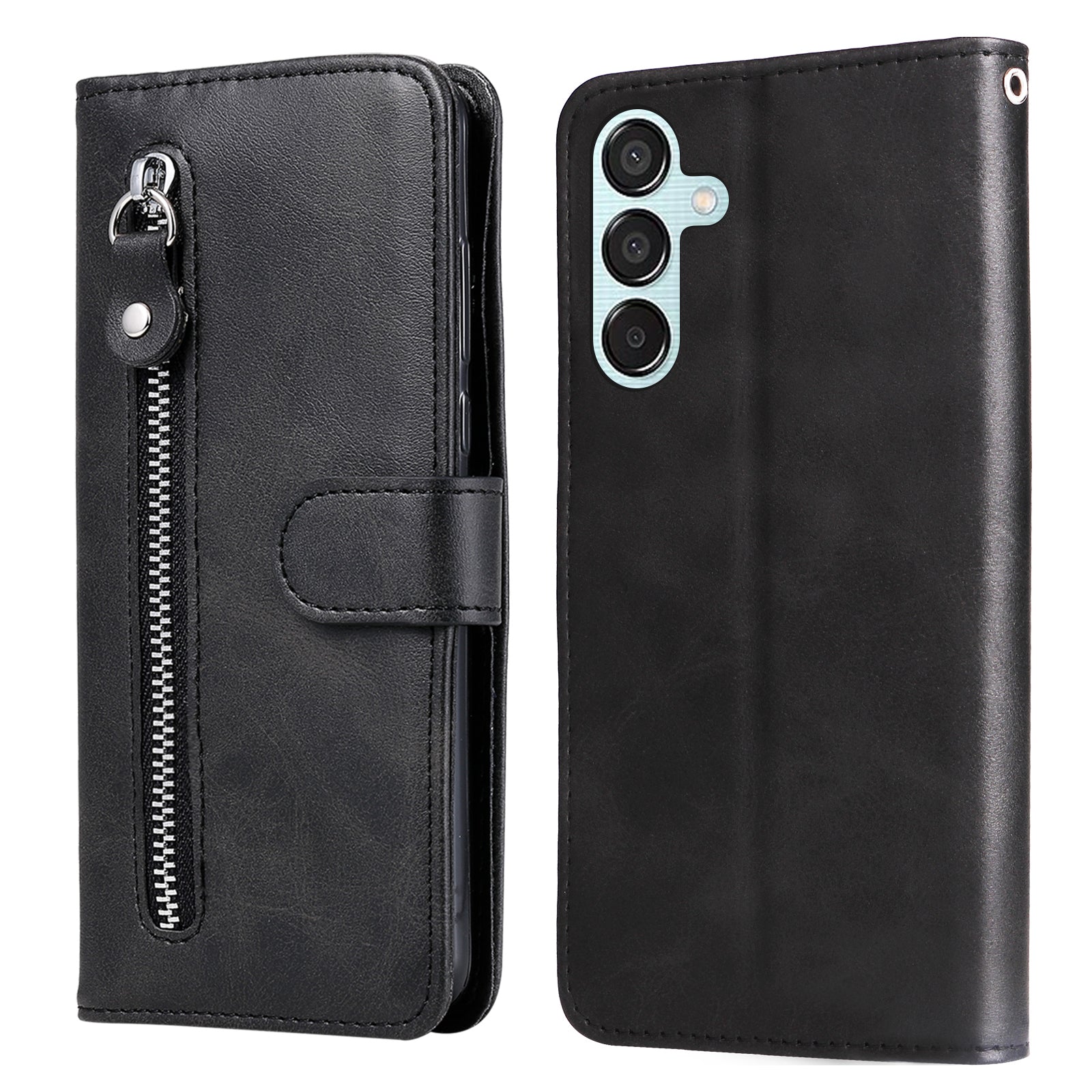 For Samsung Galaxy M15 5G / F15 5G Case Calf Texture Zipper Pocket Phone Stand Cover