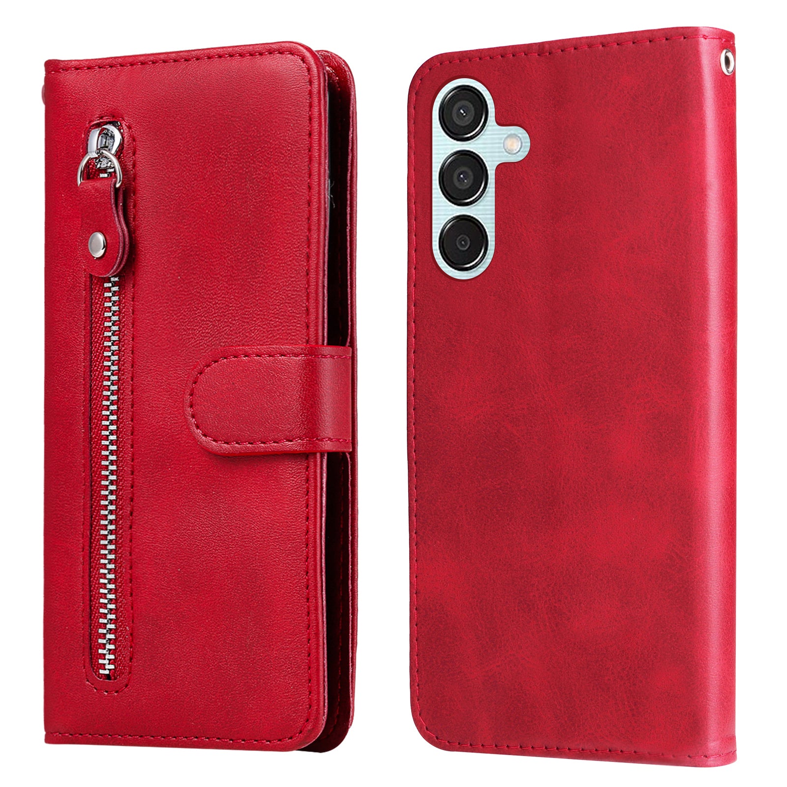 For Samsung Galaxy M15 5G / F15 5G Case Calf Texture Zipper Pocket Phone Stand Cover