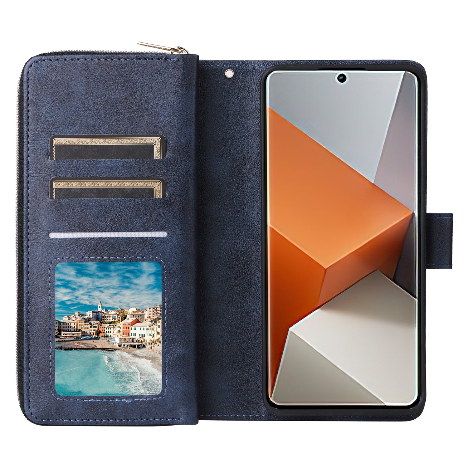 For Xiaomi Redmi Note 13 Pro+ 5G Leather Case Zipper Pocket Phone Cover with 9 Card Slots